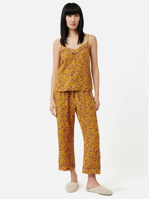 Shadow Leaf Cropped Cami Pyjamas | Yellow sold by Jigsaw