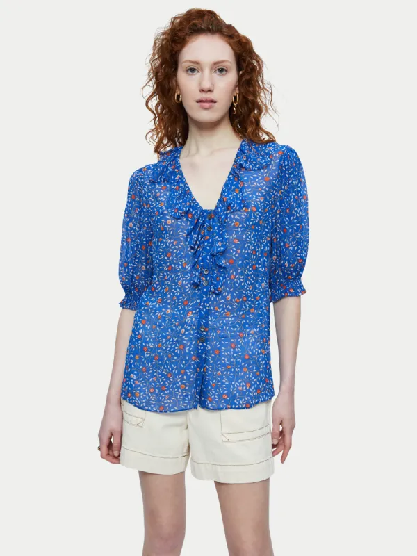 Stem Ditsy Short Sleeve Blouse | Blue sold by Jigsaw