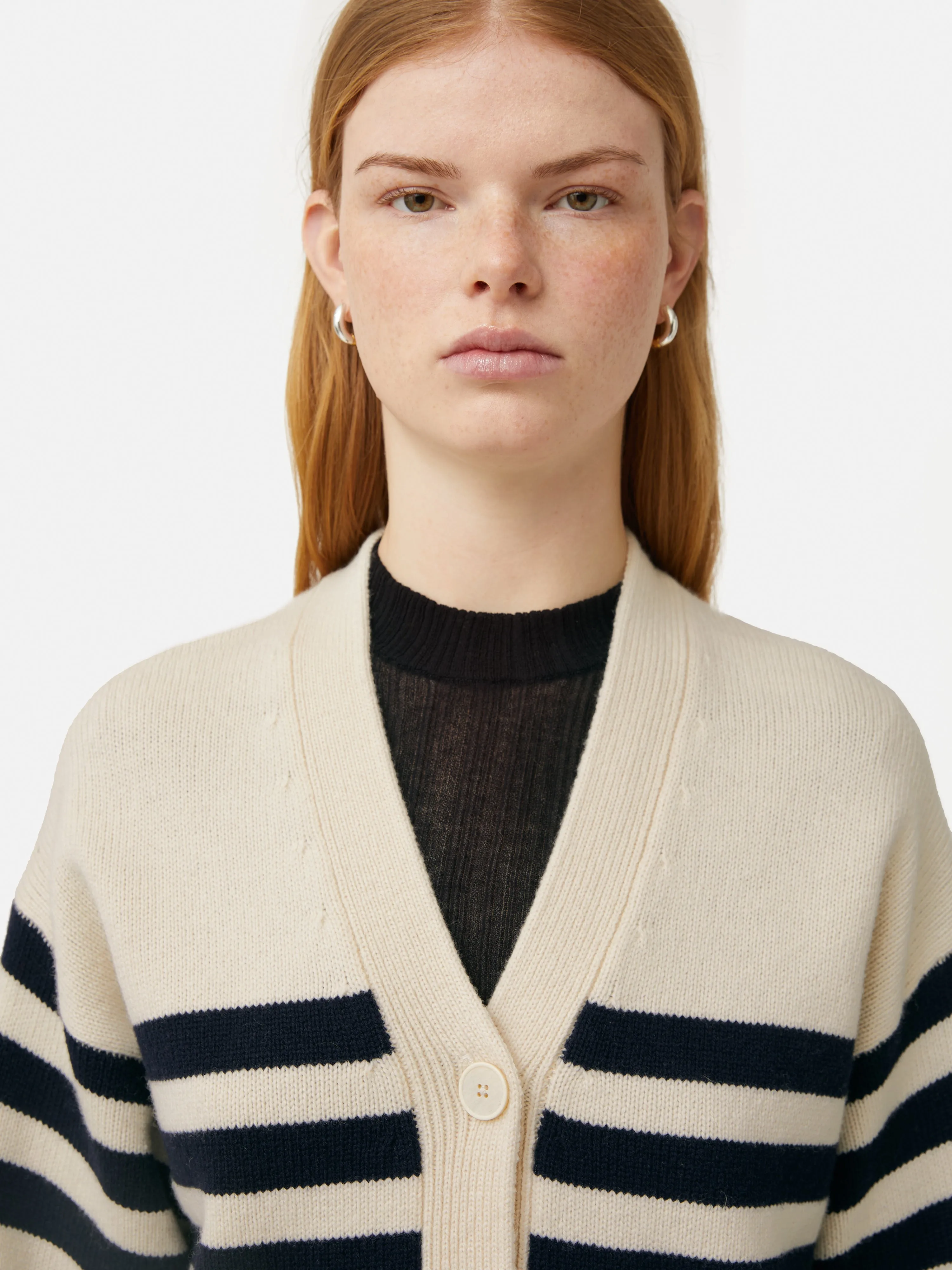 Wool Mariniere Cardigan | Navy sold by Jigsaw product image thumbnail 3