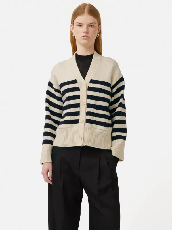 Wool Mariniere Cardigan | Navy sold by Jigsaw