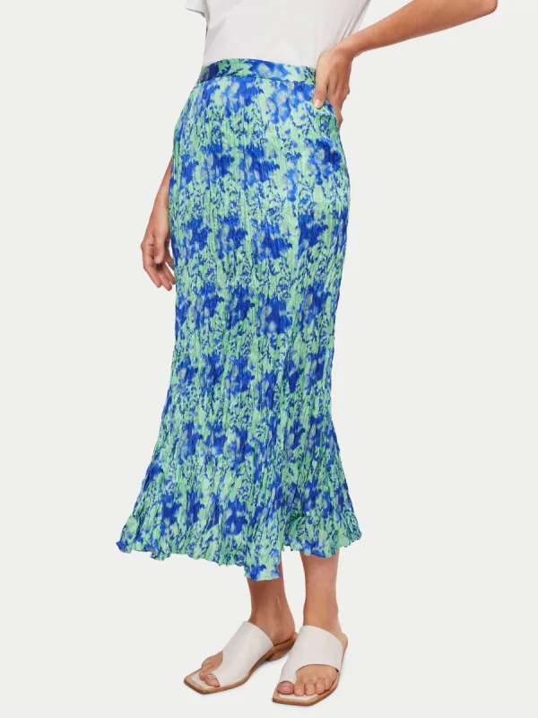 Tie Dye Crinkle Silk Mix Skirt | Blue sold by Jigsaw