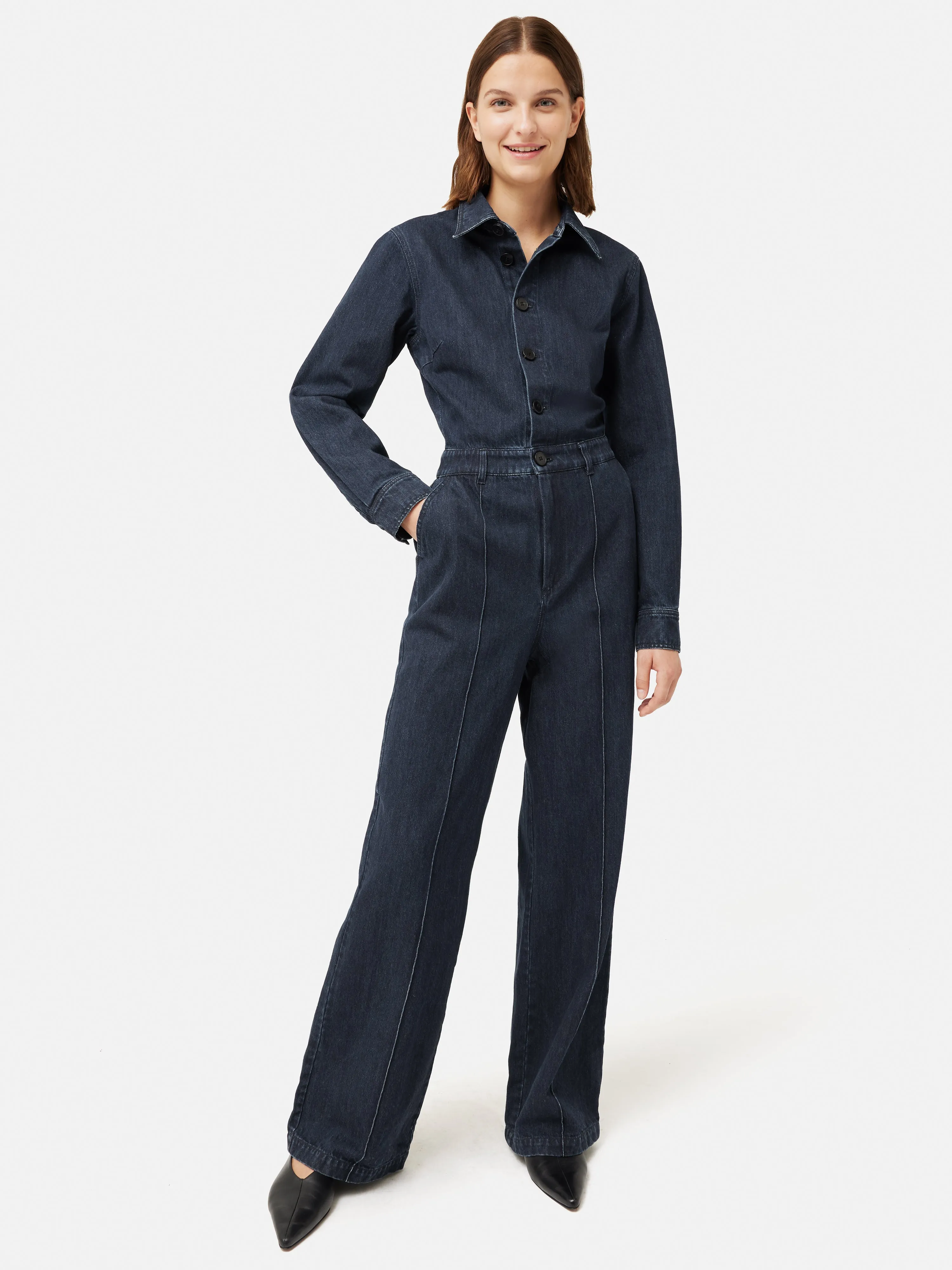 Tailored Denim Jumpsuit | Indigo sold by Jigsaw