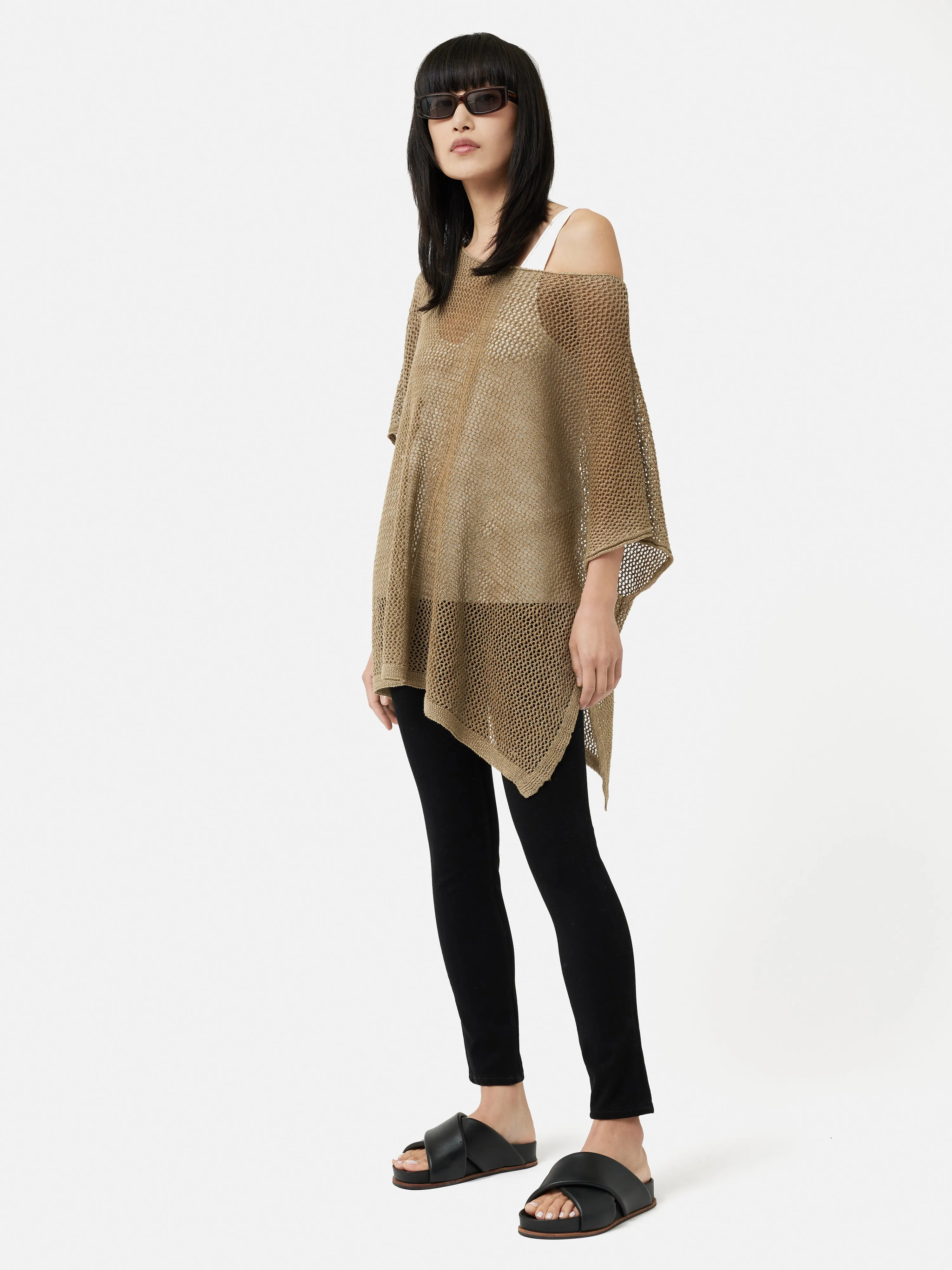 Linen Poncho | Beige sold by Jigsaw product image thumbnail 3