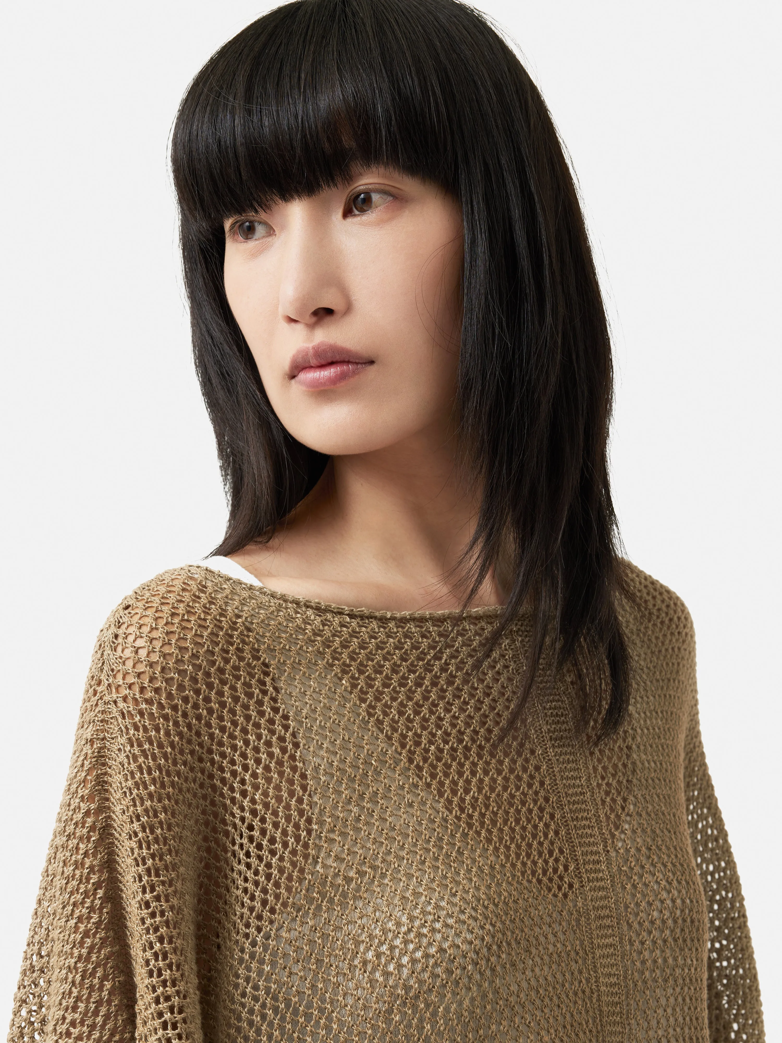 Linen Poncho | Beige sold by Jigsaw product image thumbnail 2