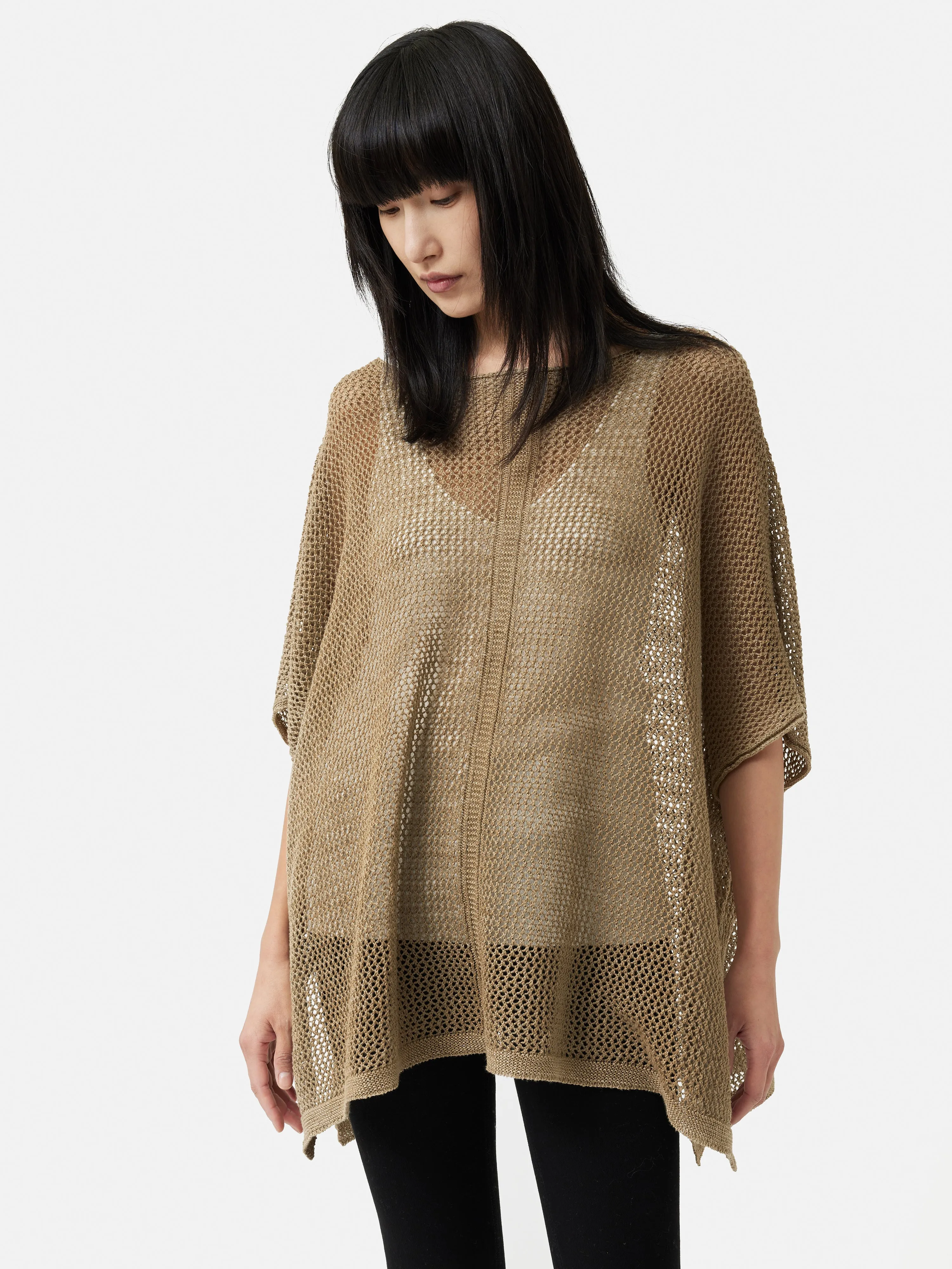 Linen Poncho | Beige sold by Jigsaw product image thumbnail 4