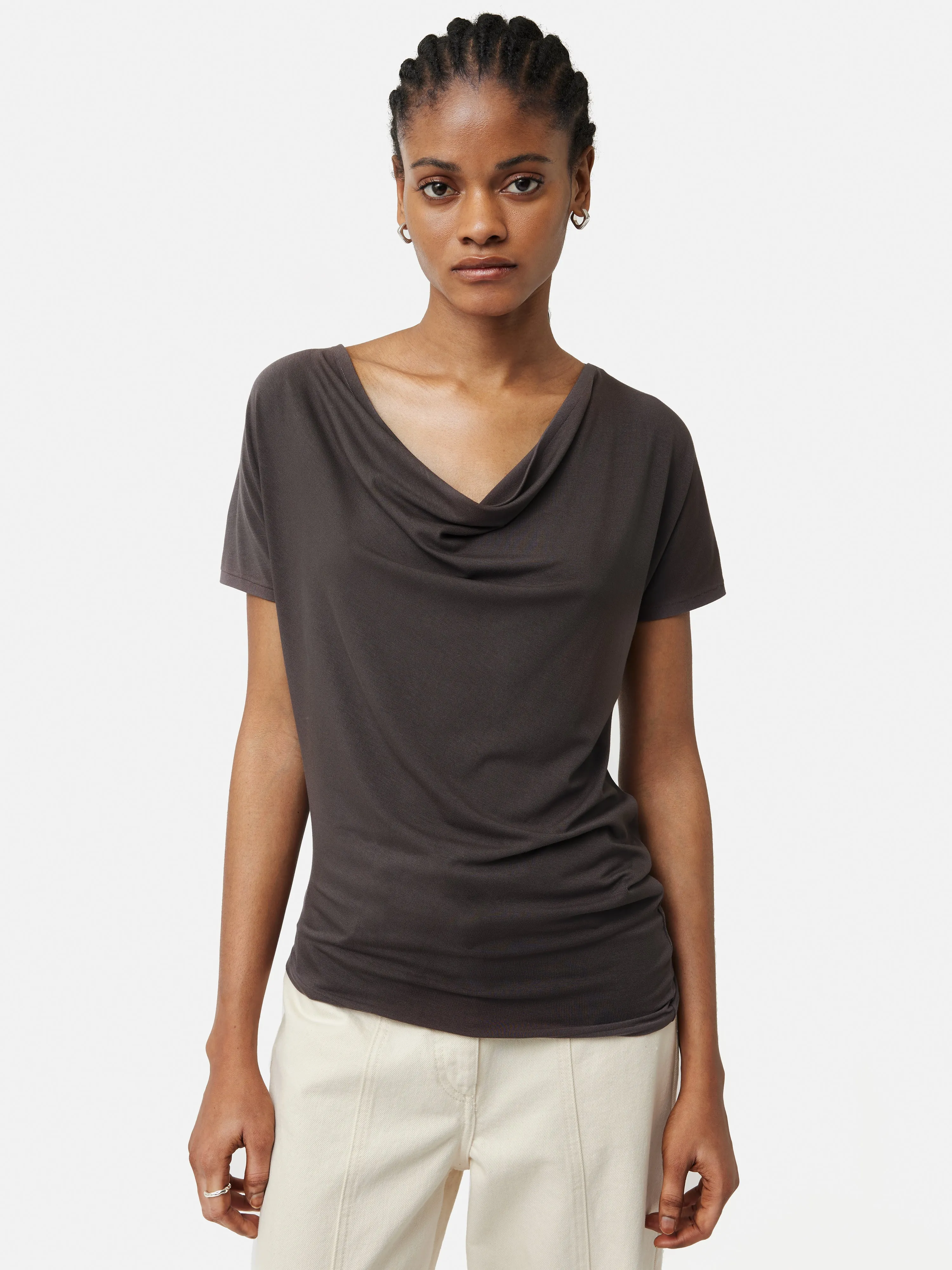 Drape Cowl Neck Top | Brown sold by Jigsaw product image thumbnail 4