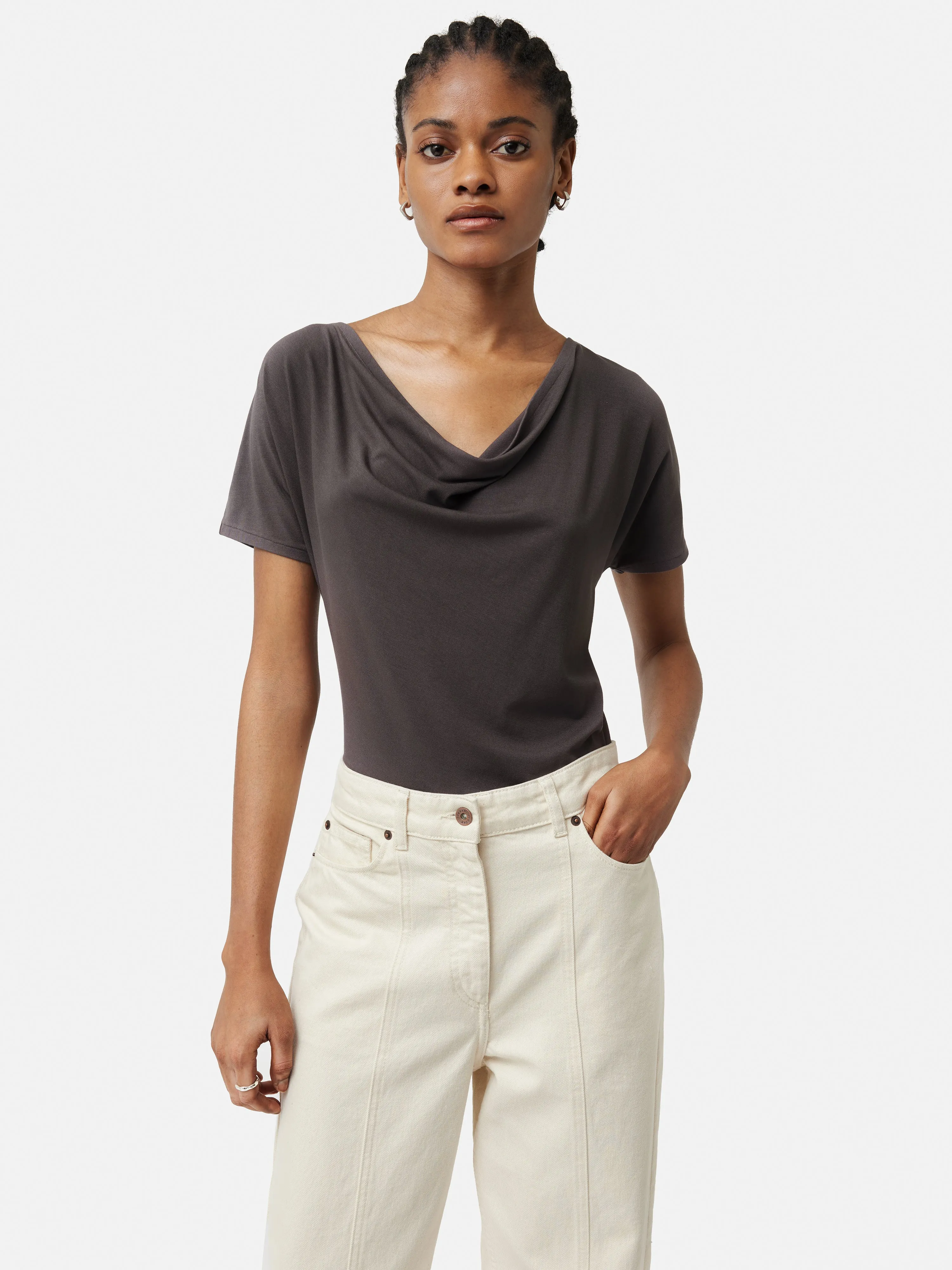 Drape Cowl Neck Top | Brown sold by Jigsaw