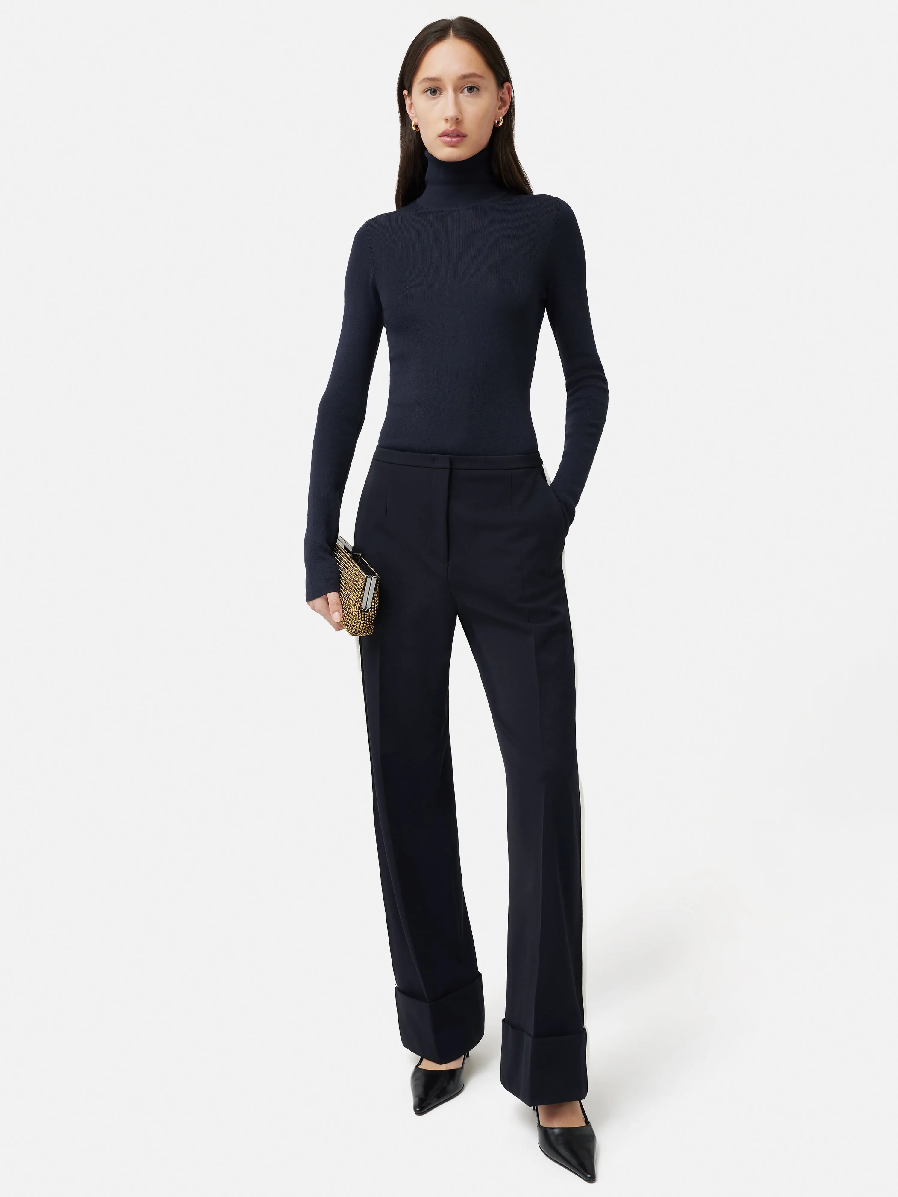 Piped Detail Trouser | Navy sold by Jigsaw product image thumbnail 2
