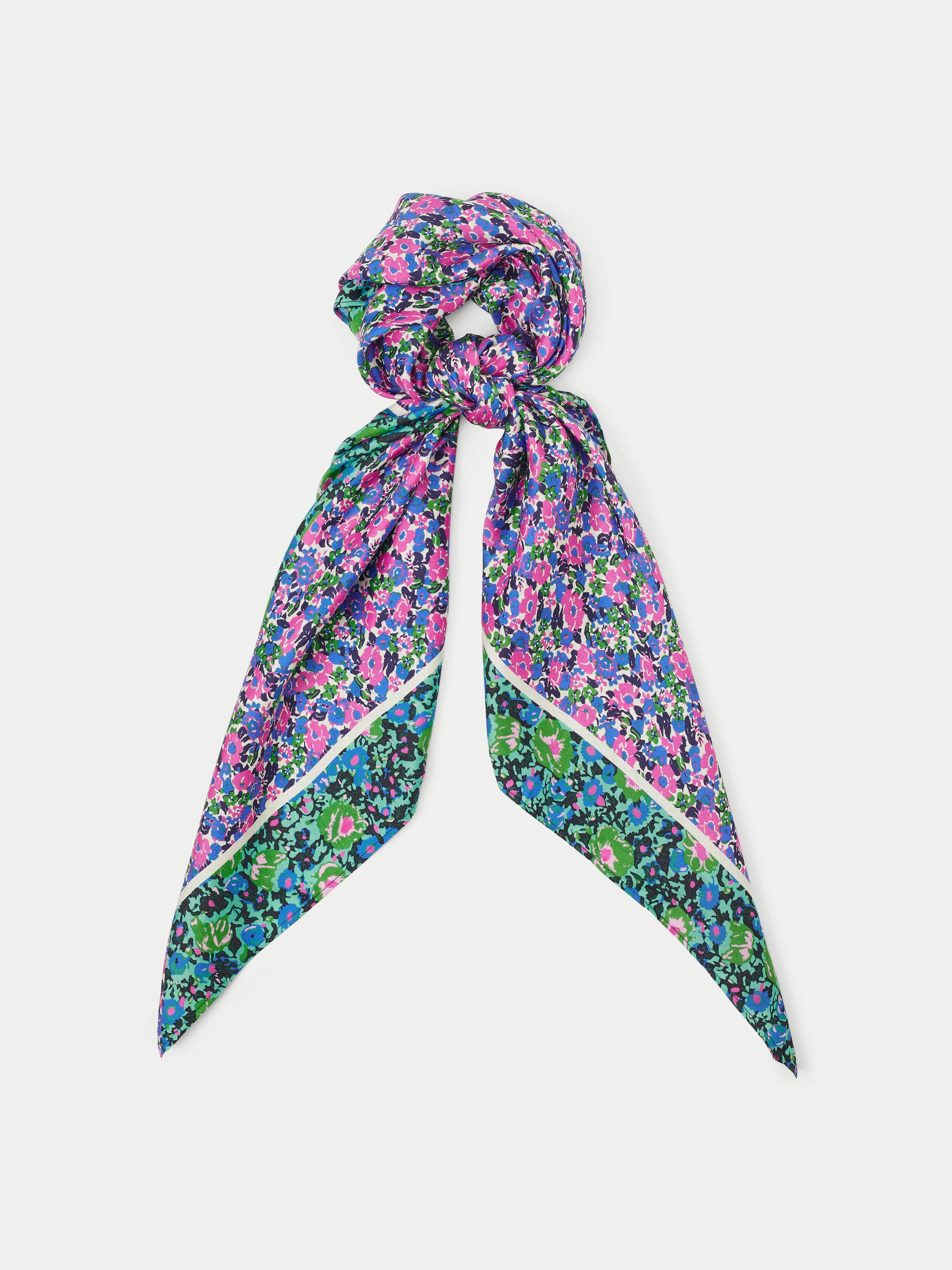 Vintage Poppy Mix Silk Scarf | Blue sold by Jigsaw