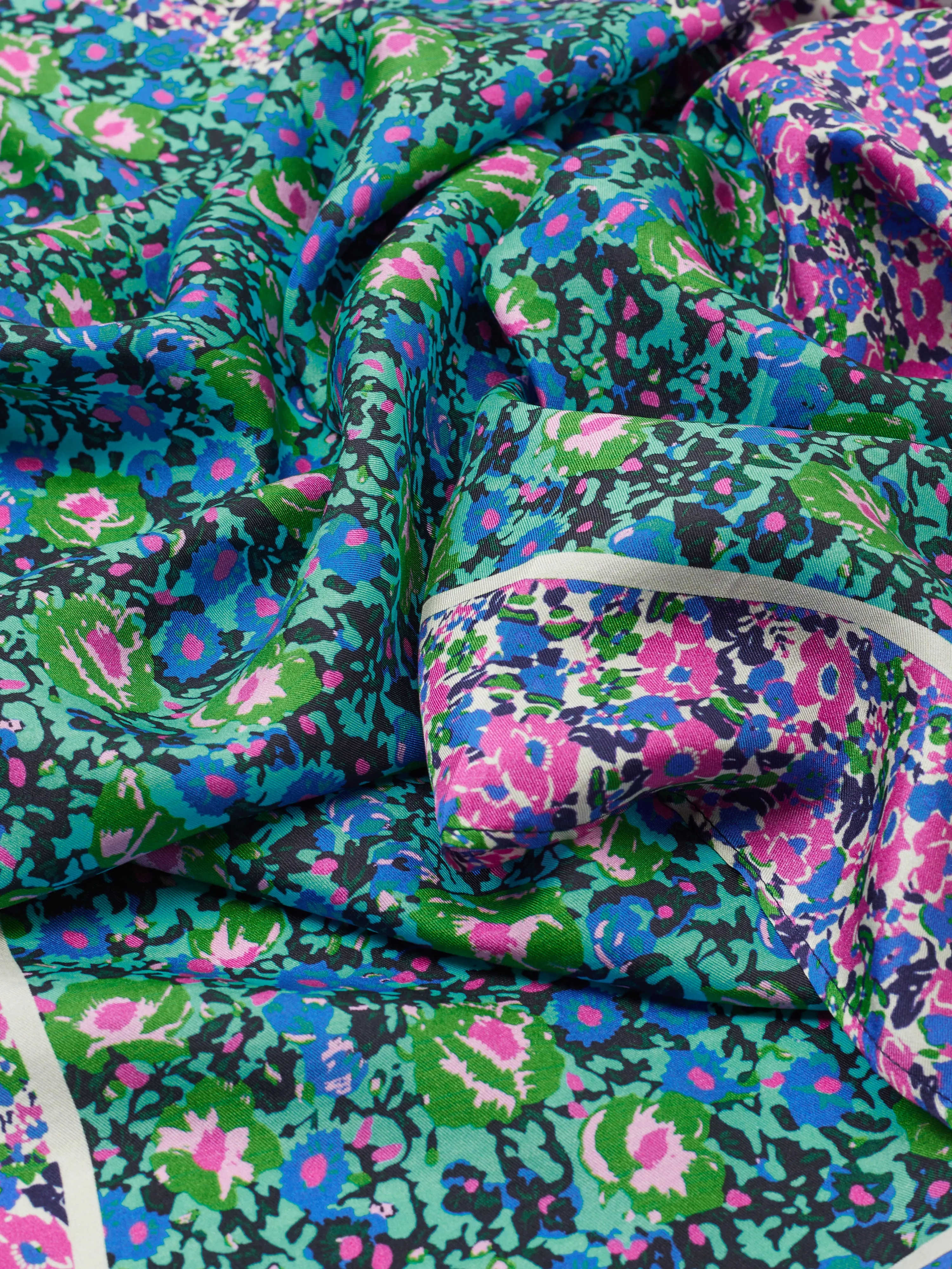 Vintage Poppy Mix Silk Scarf | Blue sold by Jigsaw product image thumbnail 2