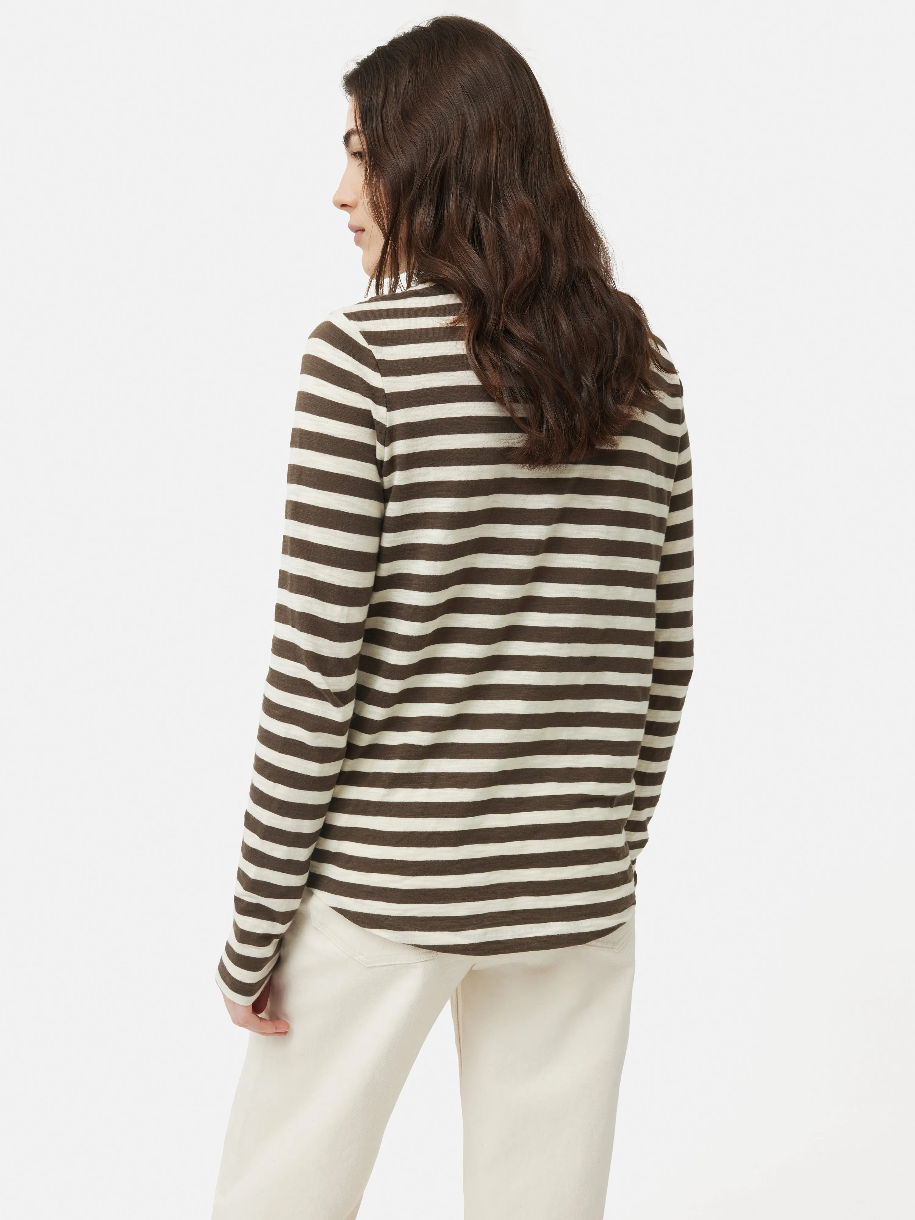 Cotton Slub Stripe Long Sleeve Tee | Brown sold by Jigsaw product image thumbnail 5
