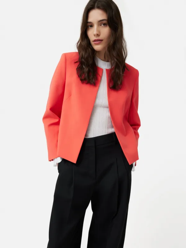 Italian Modern Crepe Short Jacket | Coral sold by Jigsaw