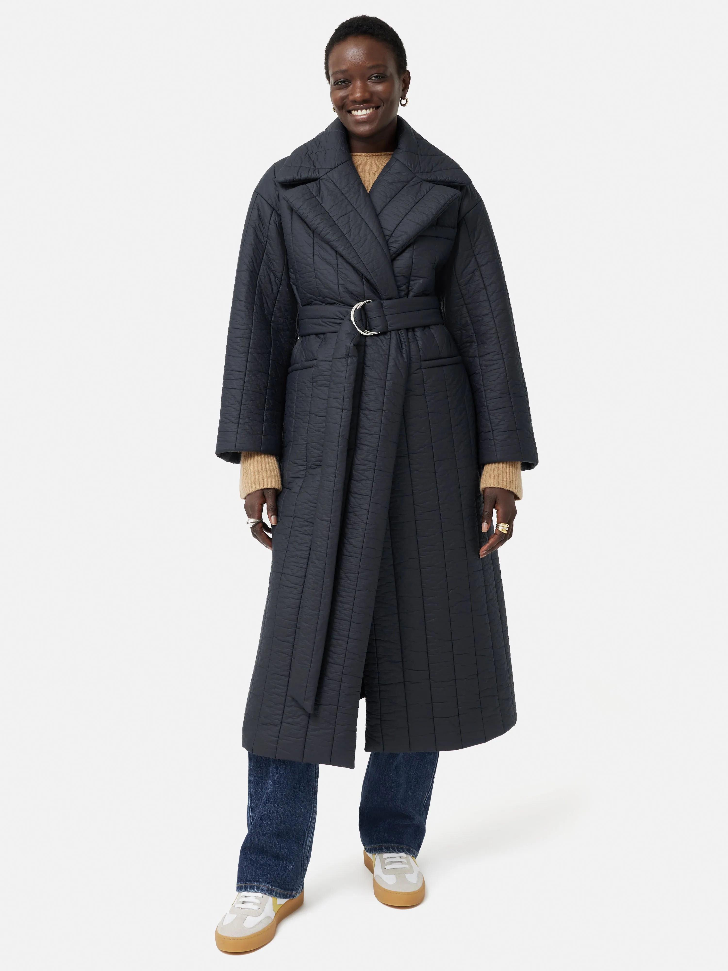 Freya Quilted Puffer Coat | Navy sold by Jigsaw