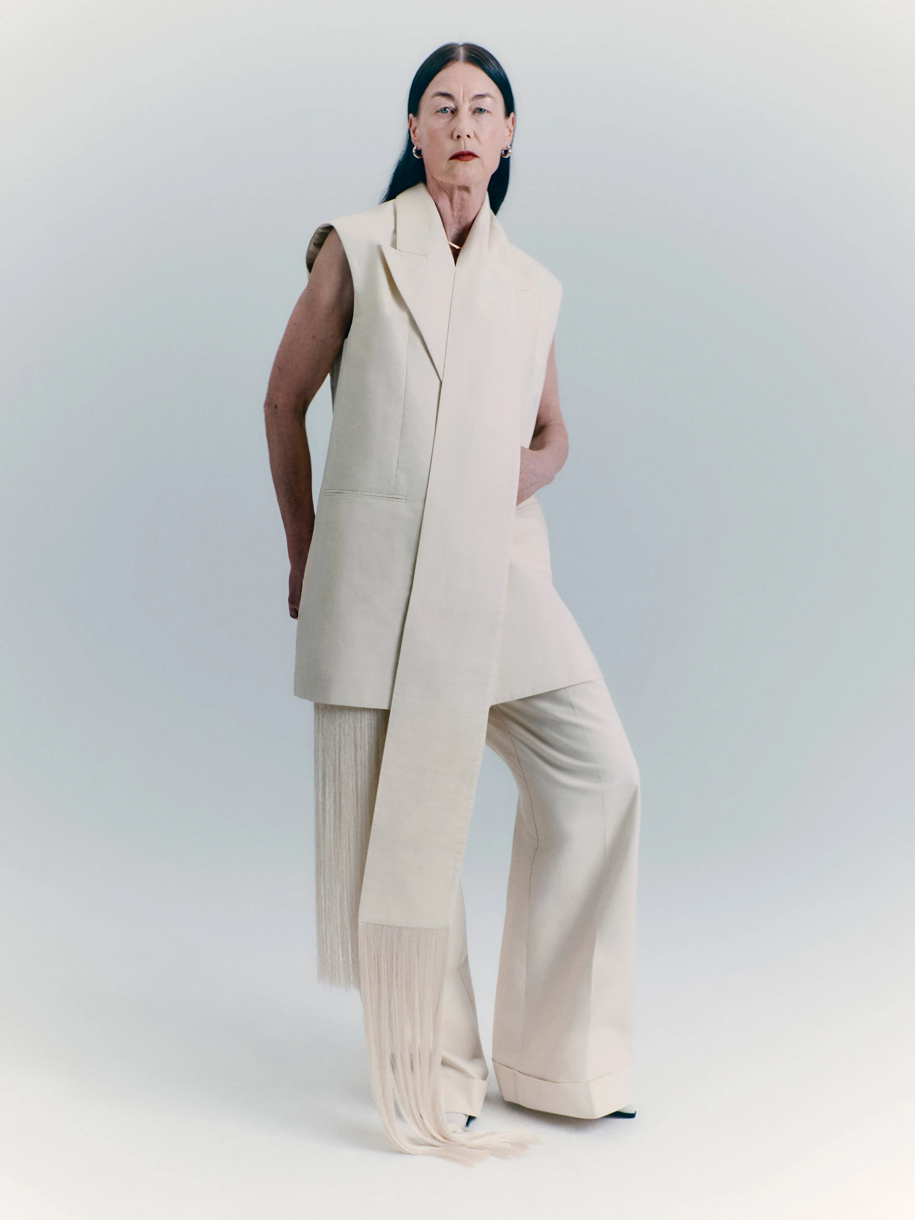 Roksanda Sleeveless Blazer | Cream sold by Jigsaw