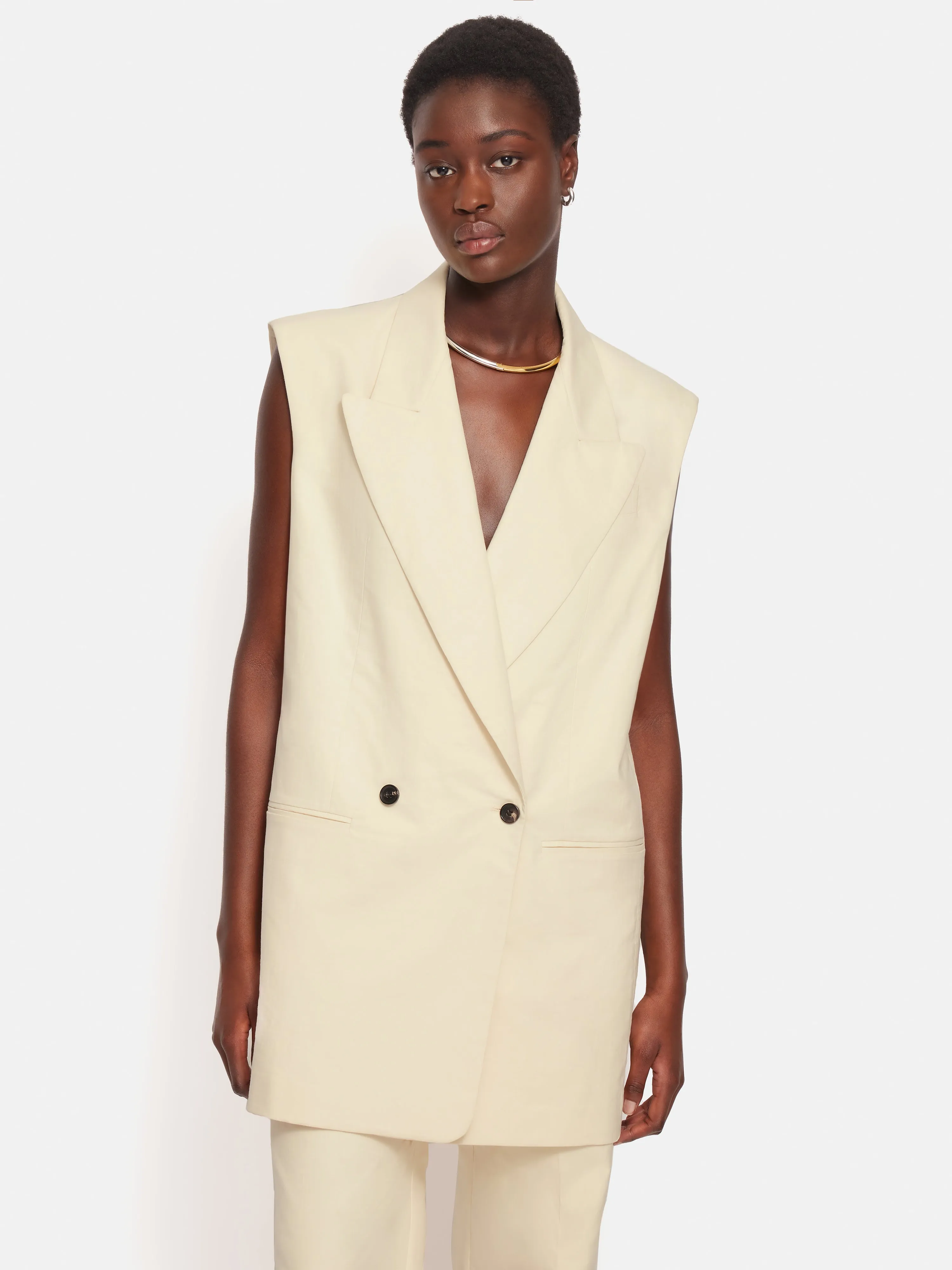 Roksanda Sleeveless Blazer | Cream sold by Jigsaw product image thumbnail 3