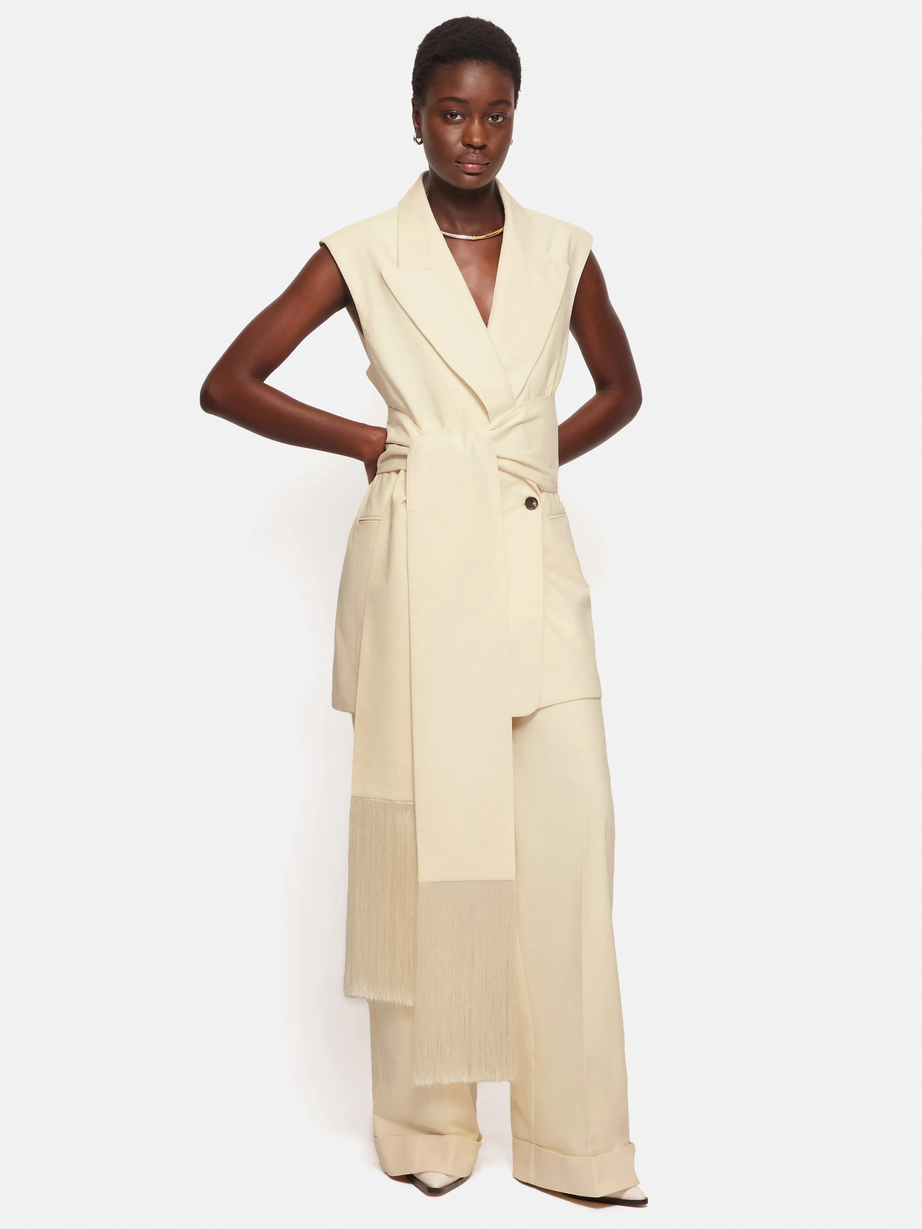 Roksanda Sleeveless Blazer | Cream sold by Jigsaw product image thumbnail 5