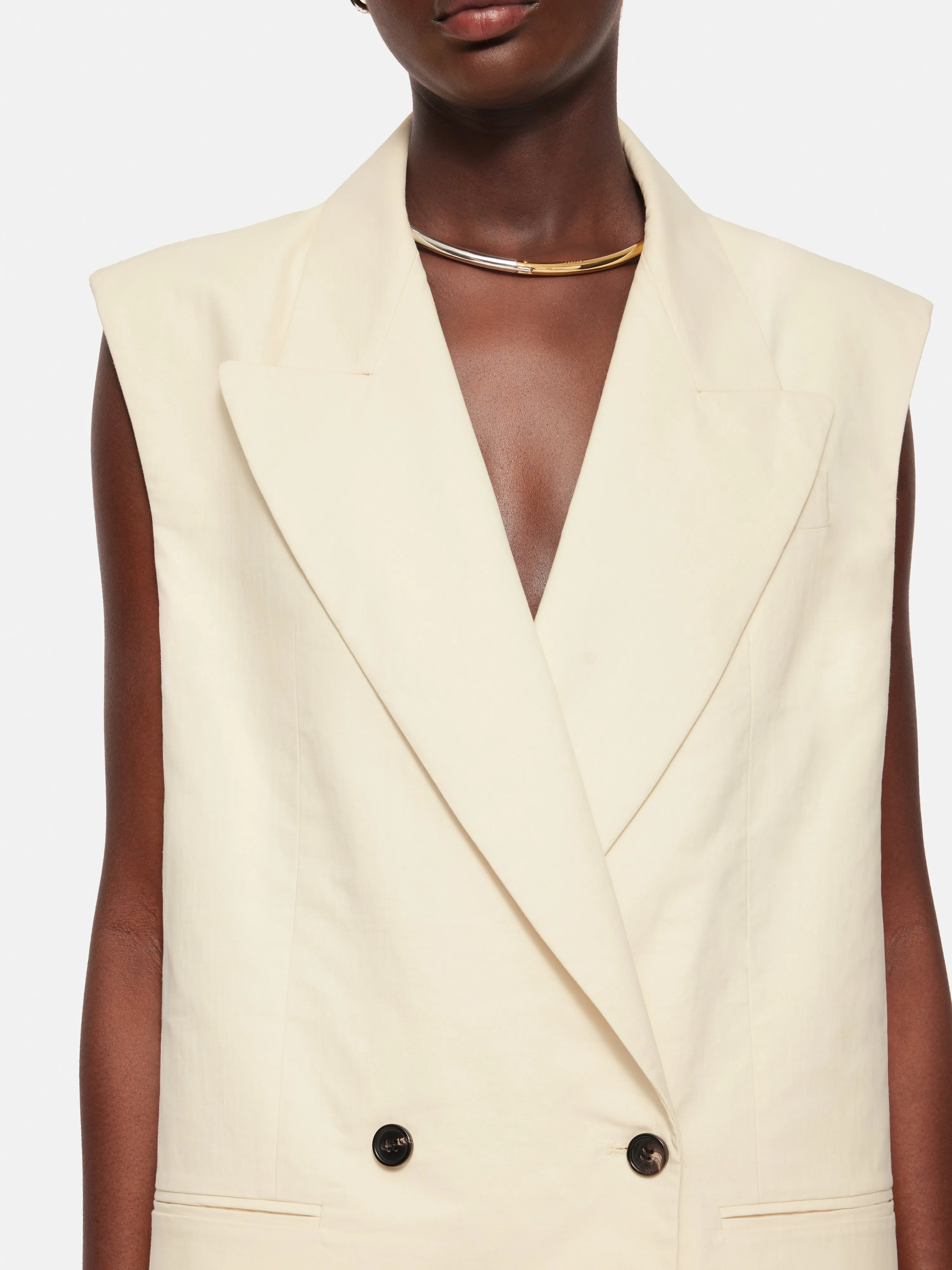Roksanda Sleeveless Blazer | Cream sold by Jigsaw product image thumbnail 4
