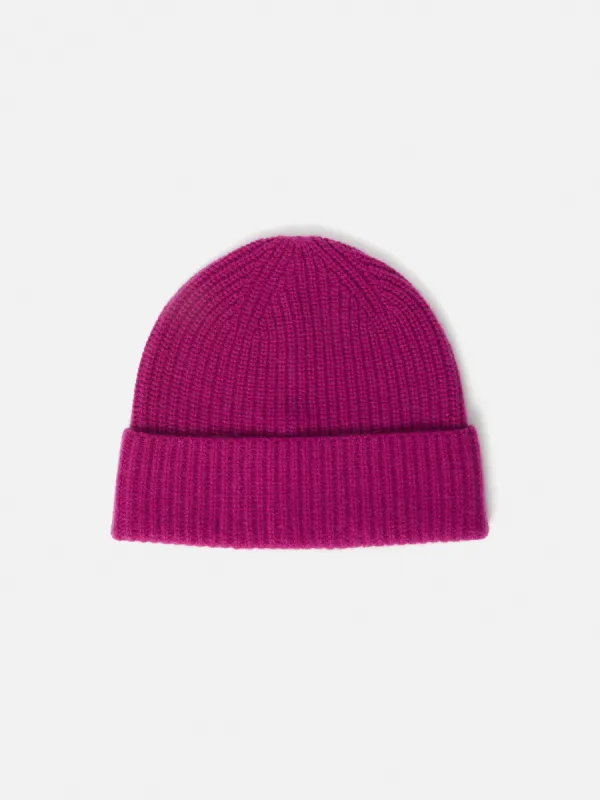 Wool Cashmere Blend Beanie | Raspberry sold by Jigsaw