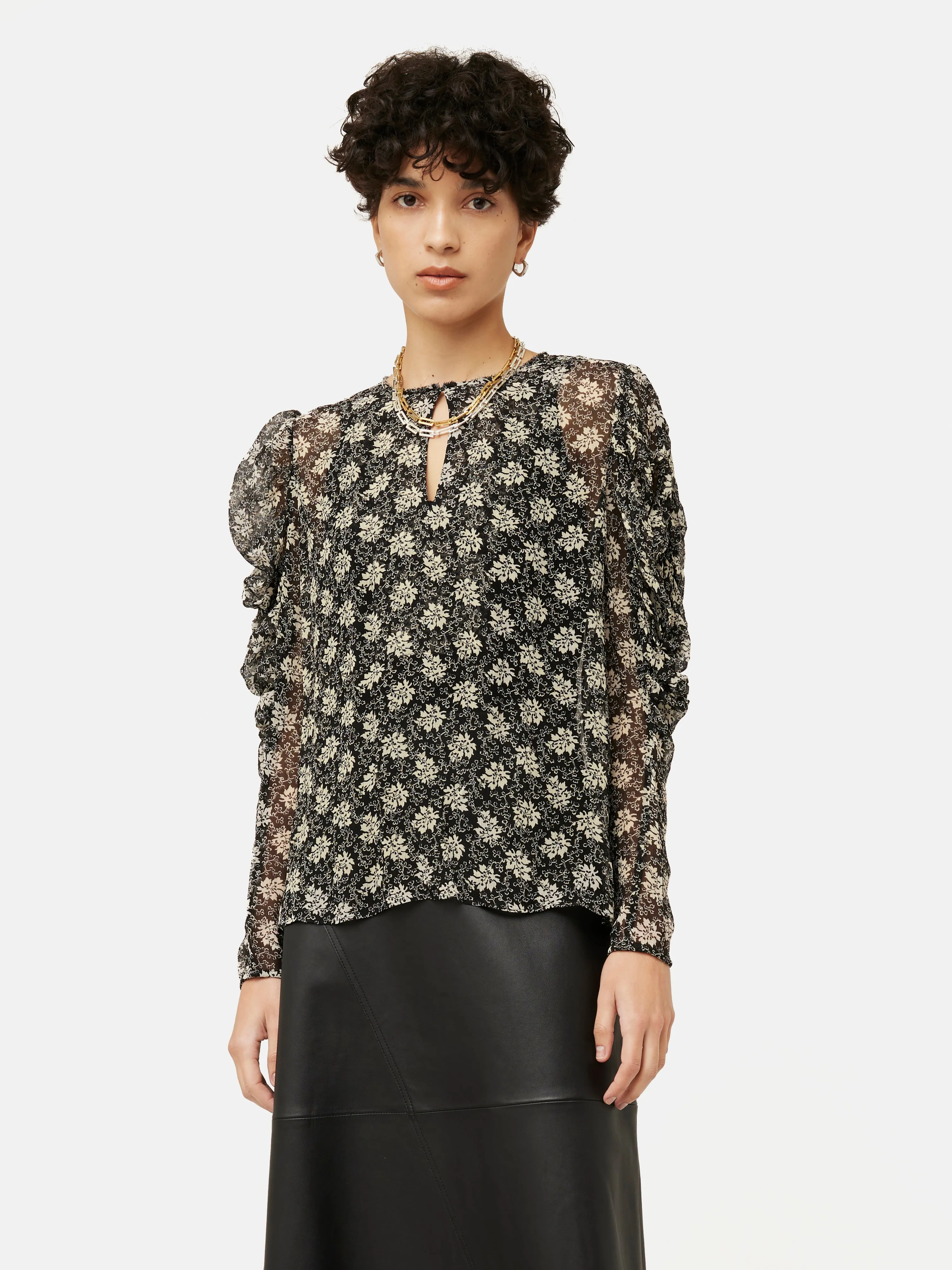Block Leaf Crinkle Top | Black sold by Jigsaw product image thumbnail 4