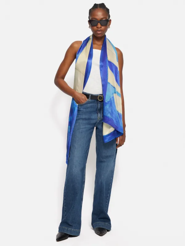 Pastel Abstract Oversized Silk Scarf | Blue sold by Jigsaw