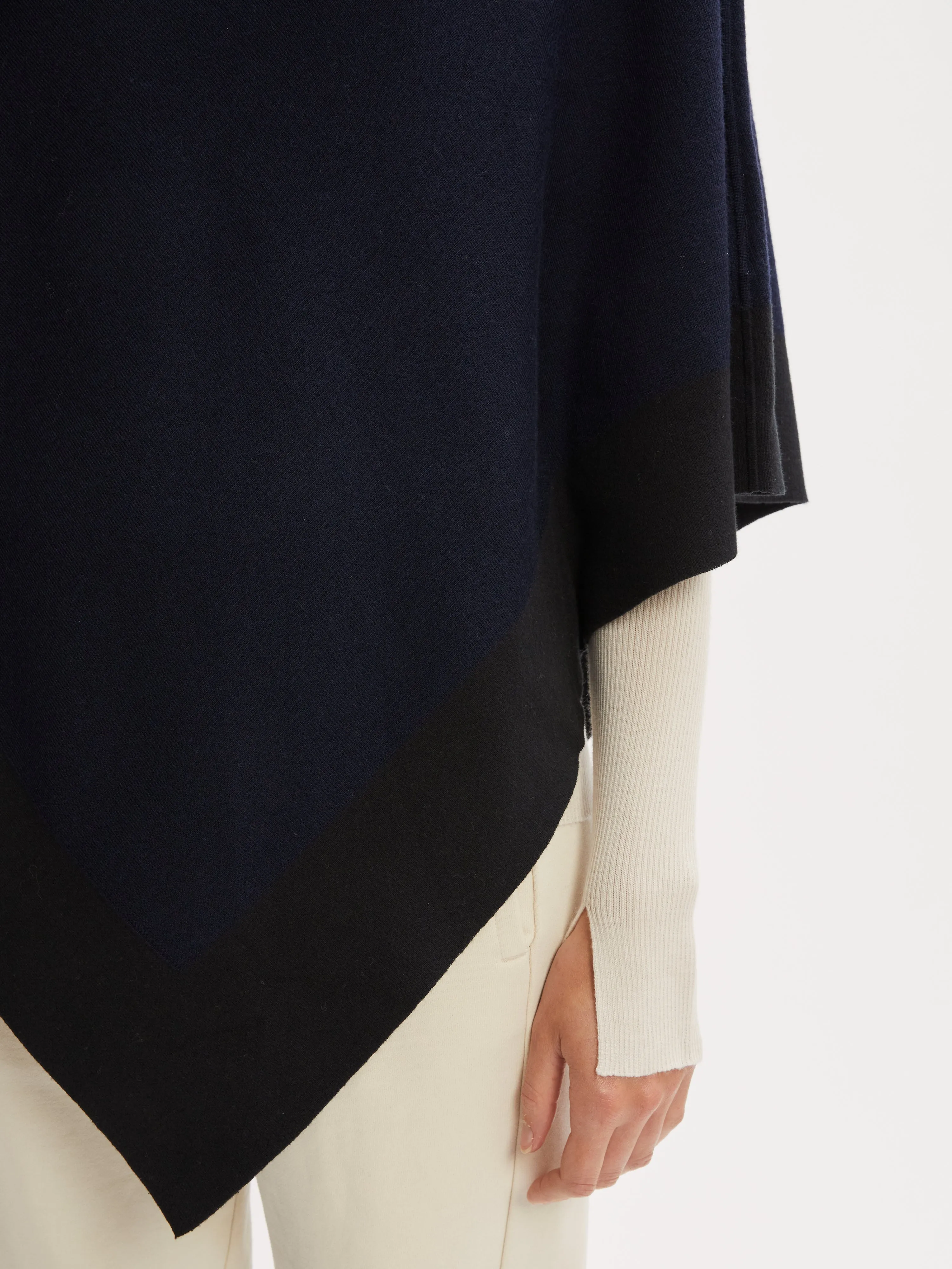 Wool Blend Border Poncho | Navy sold by Jigsaw product image thumbnail 2