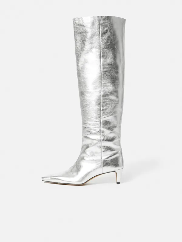 Bobby Knee High Boot | Silver sold by Jigsaw