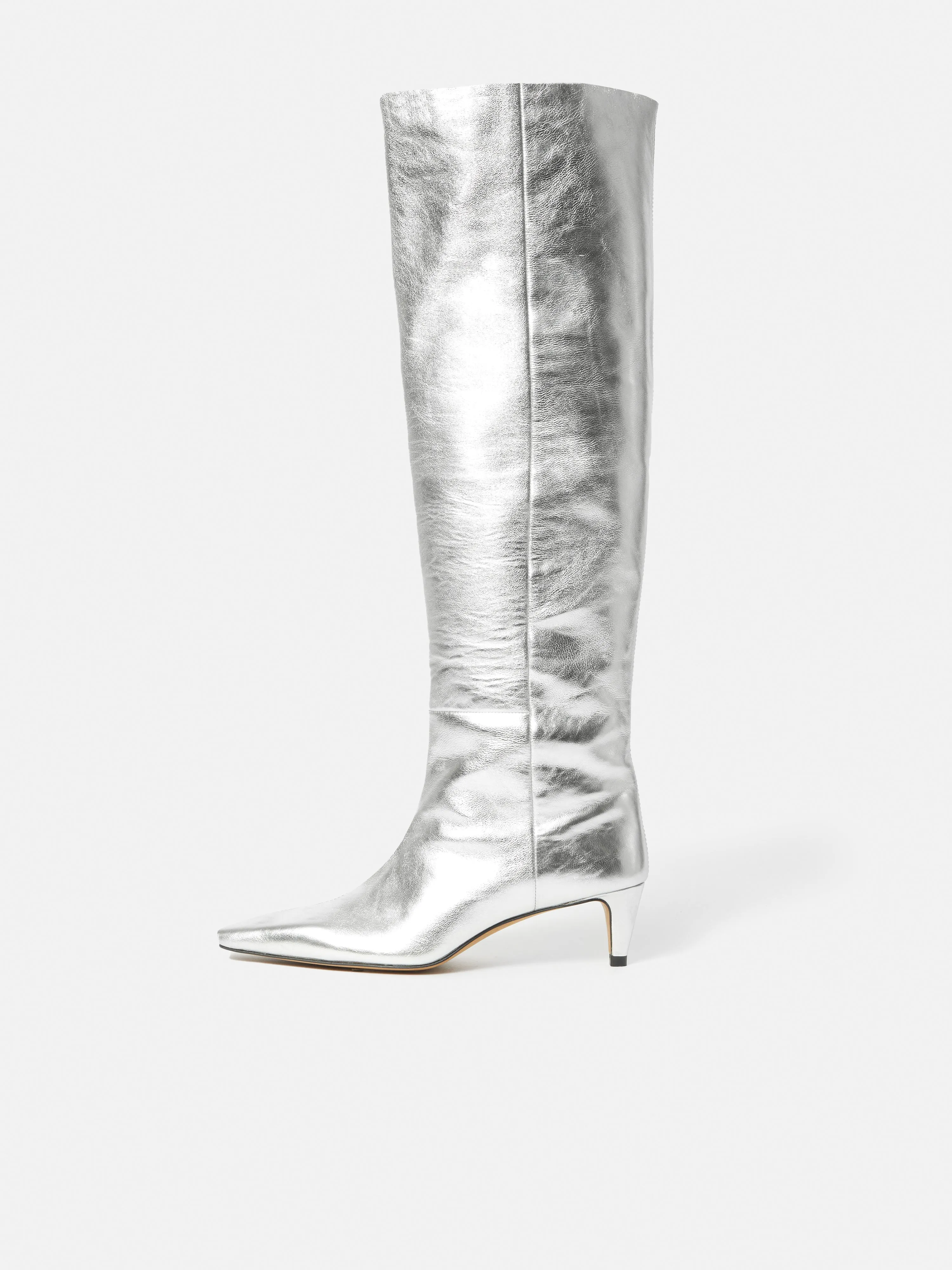 Bobby Knee High Boot | Silver sold by Jigsaw