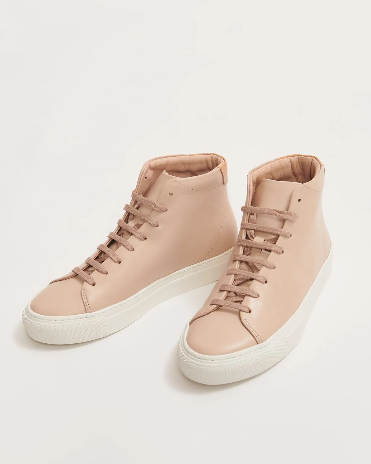 Maia Leather Hi Top Trainer | Blush sold by Jigsaw
