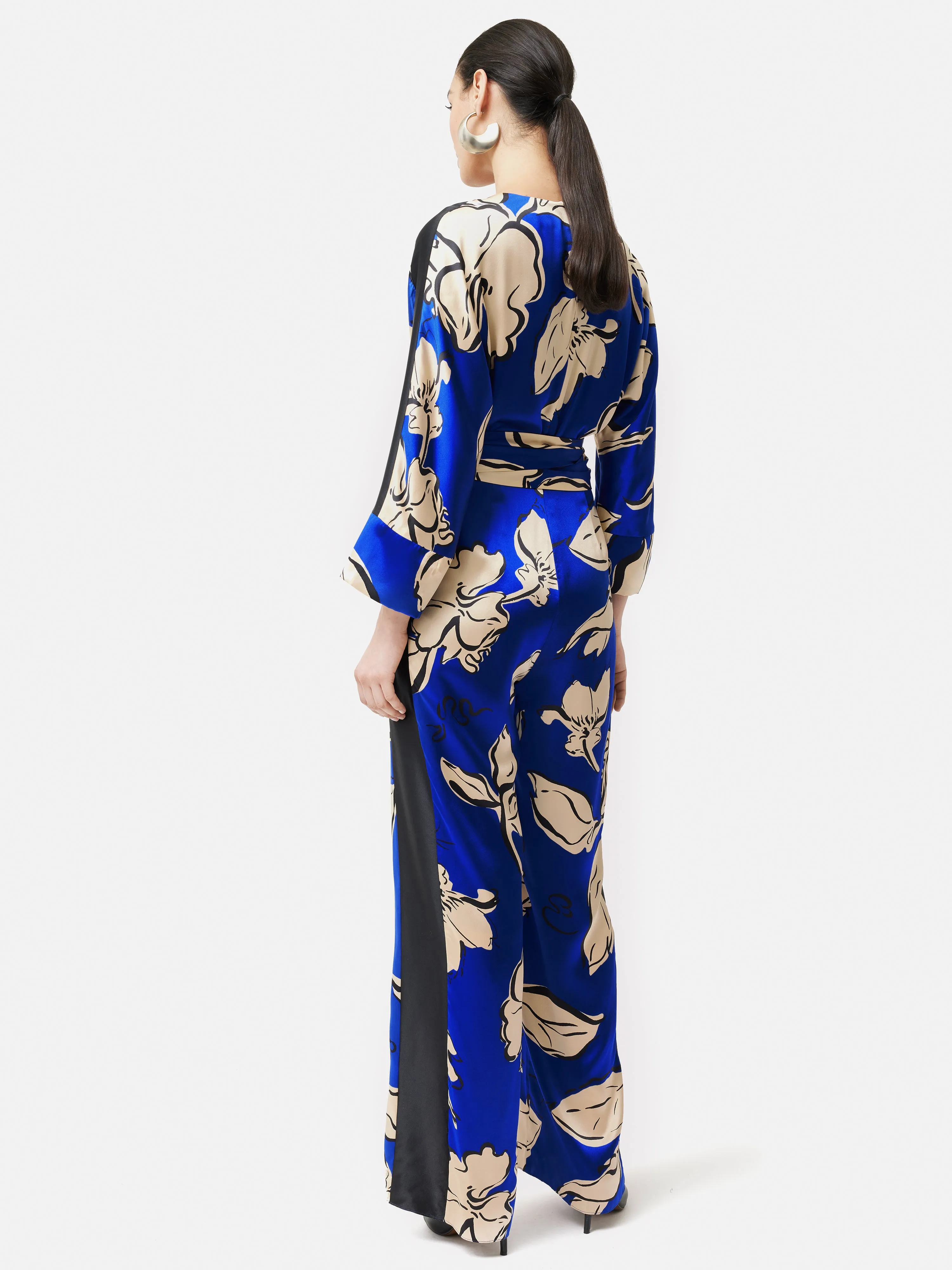 Leaf Outline Silk Jumpsuit | Blue sold by Jigsaw product image thumbnail 5