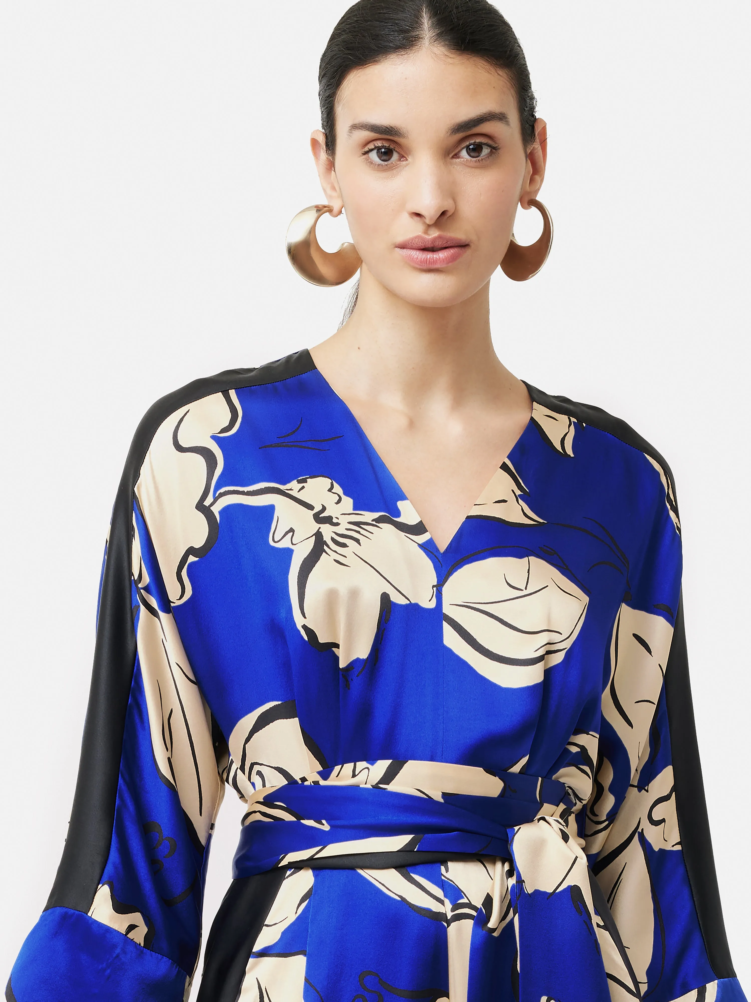 Leaf Outline Silk Jumpsuit | Blue sold by Jigsaw product image thumbnail 4