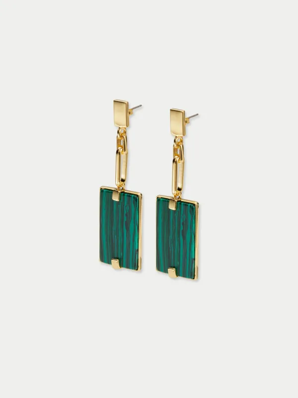 Malachite Drop Earrings | Gold sold by Jigsaw