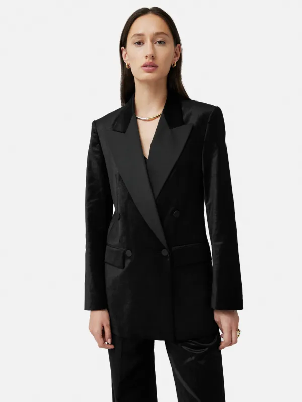 Velvet Trim Blazer | Black sold by Jigsaw