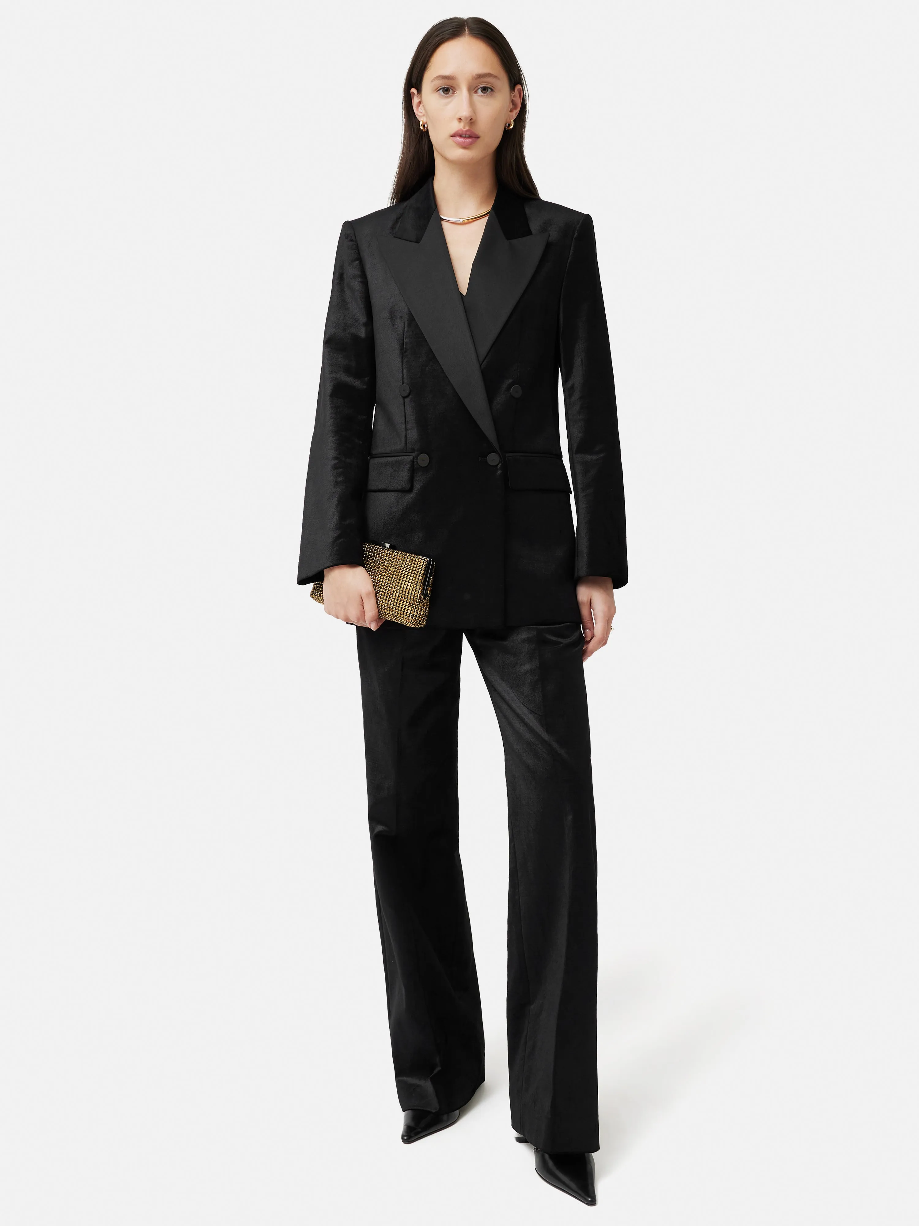 Velvet Trim Blazer | Black sold by Jigsaw product image thumbnail 4