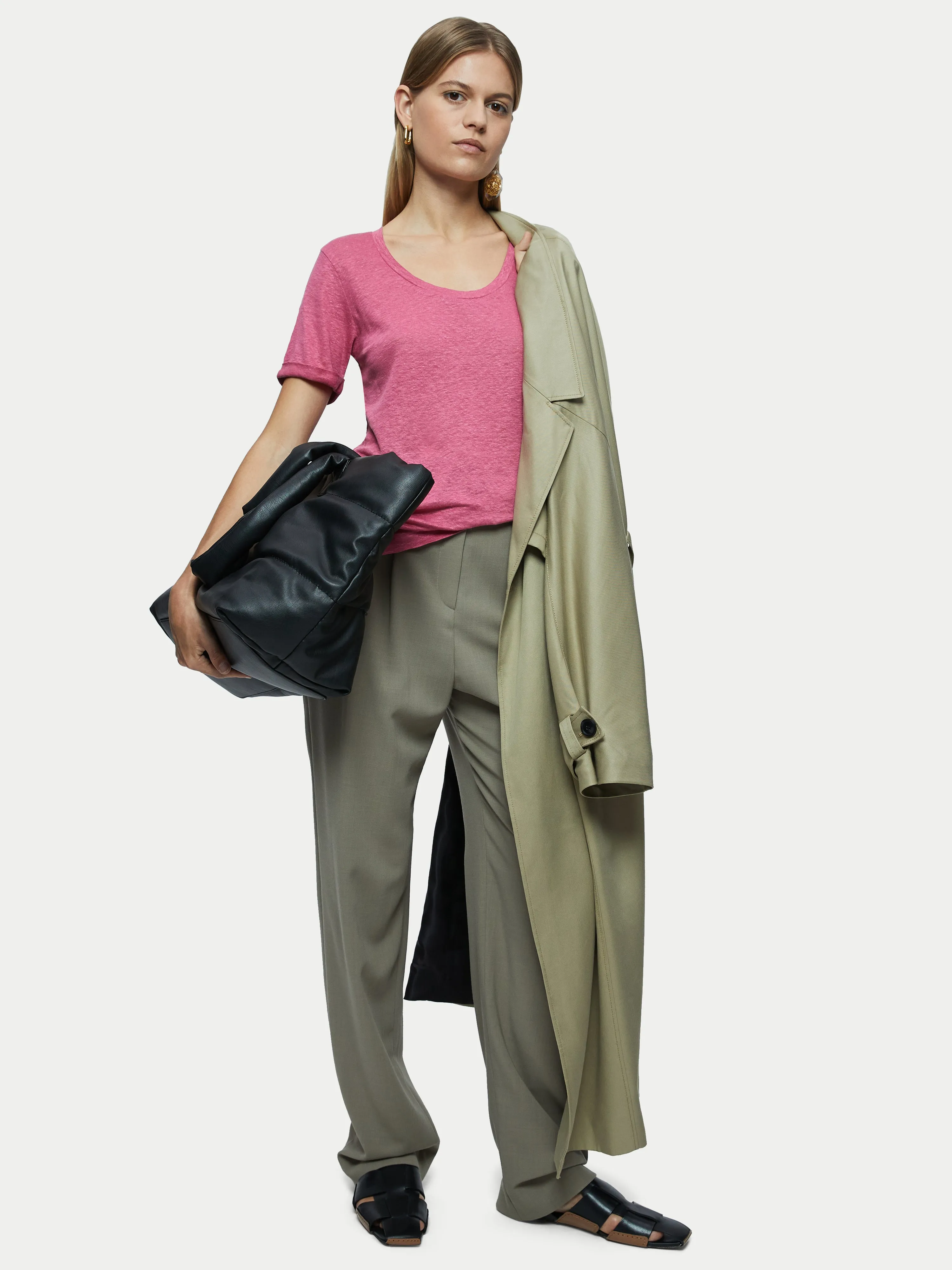 Linen Scoop Rolled Sleeve Tee | Pink sold by Jigsaw product image thumbnail 4