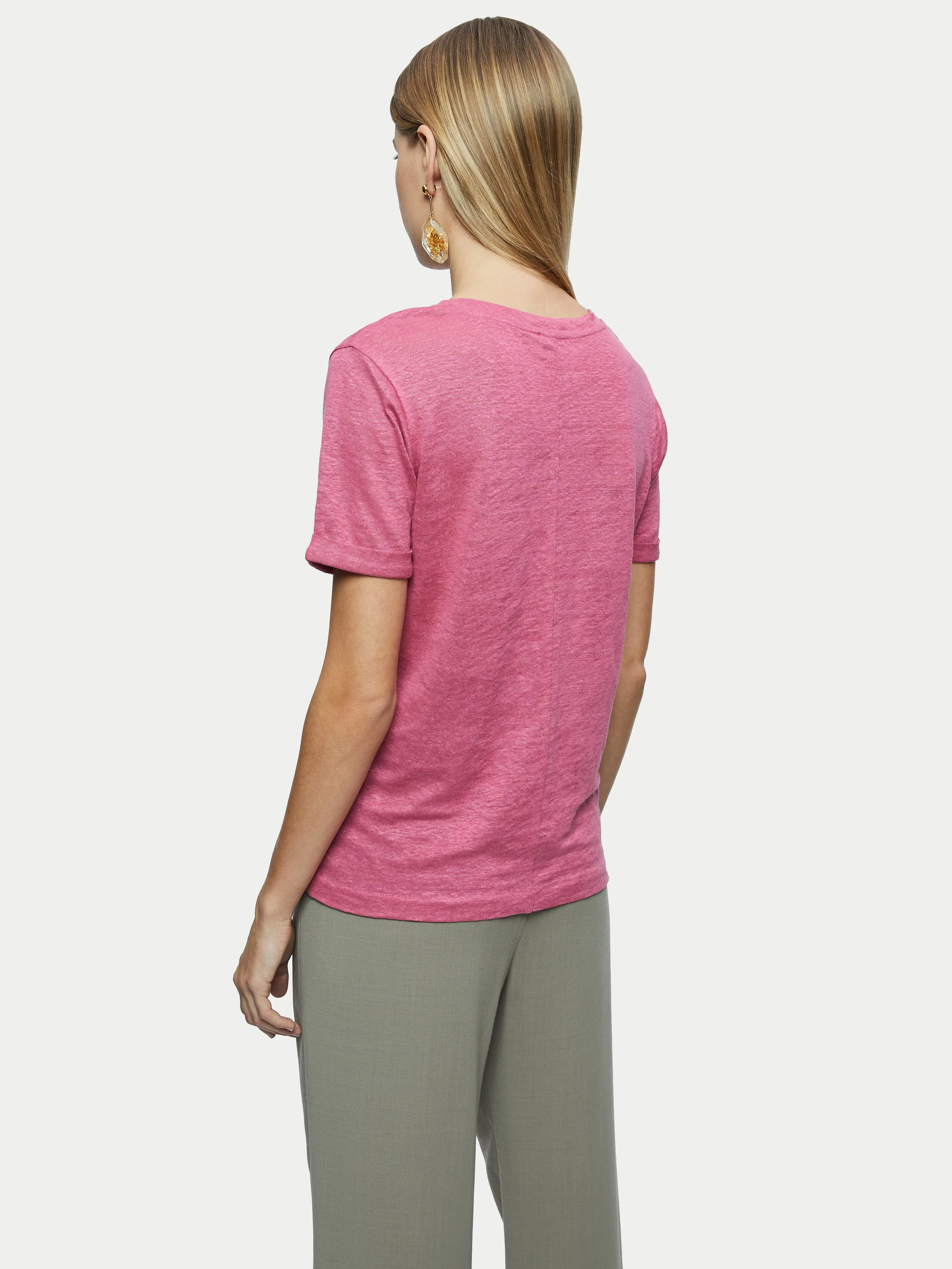 Linen Scoop Rolled Sleeve Tee | Pink sold by Jigsaw product image thumbnail 5