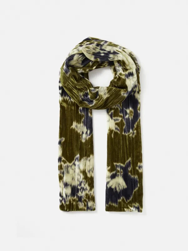 Glitched Ikat Velvet Scarf | Khaki sold by Jigsaw