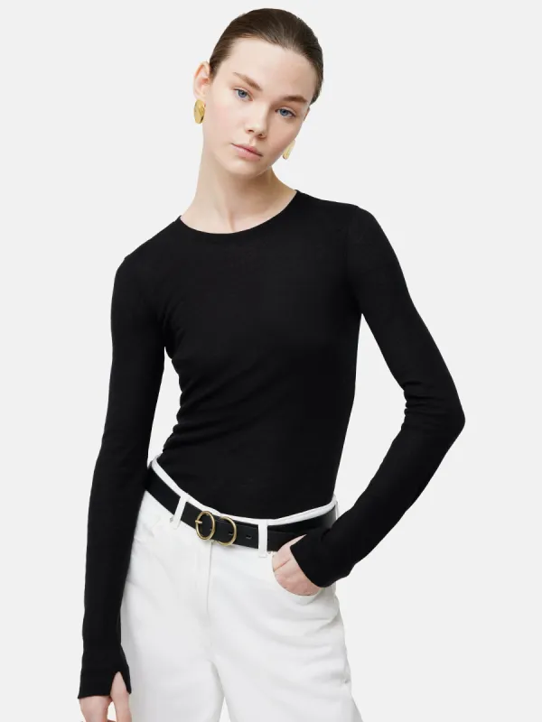 Tencel Wool Long Sleeve Top | Black sold by Jigsaw