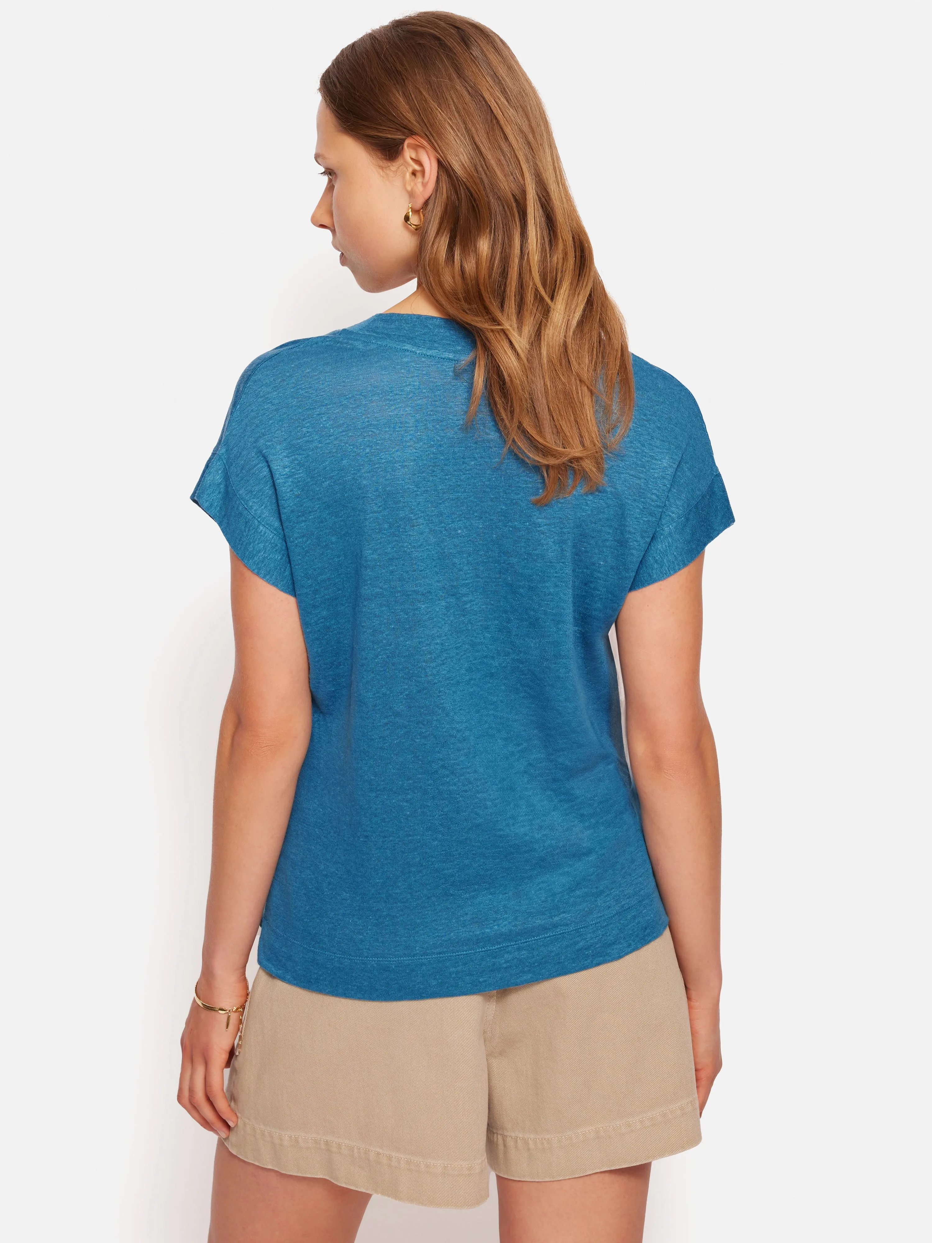 Linen V Neck Tee | Blue sold by Jigsaw product image thumbnail 4