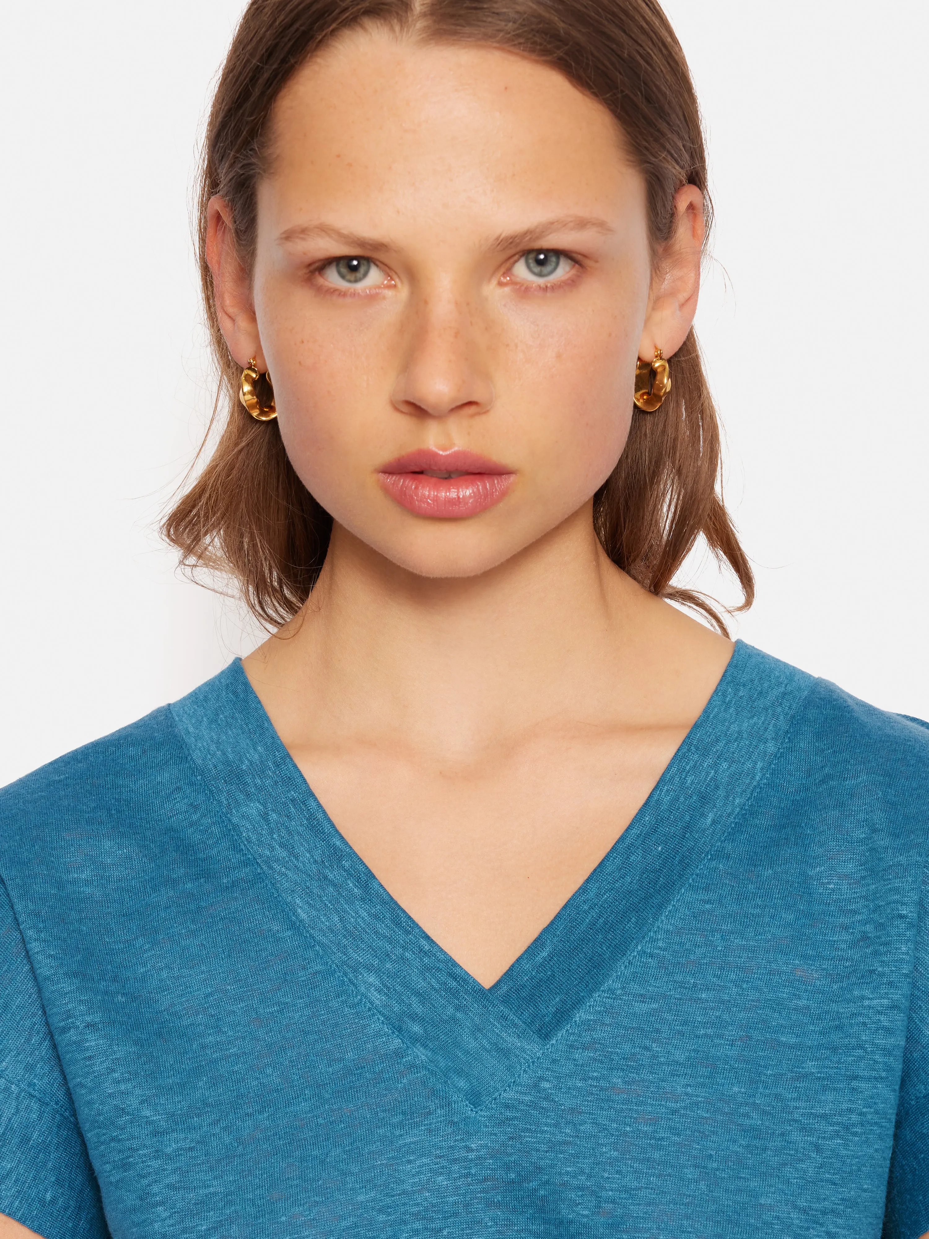 Linen V Neck Tee | Blue sold by Jigsaw product image thumbnail 2