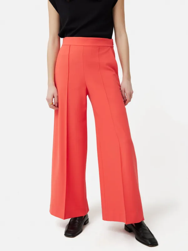 Italian Modern Crepe Sailor Trouser | Coral sold by Jigsaw