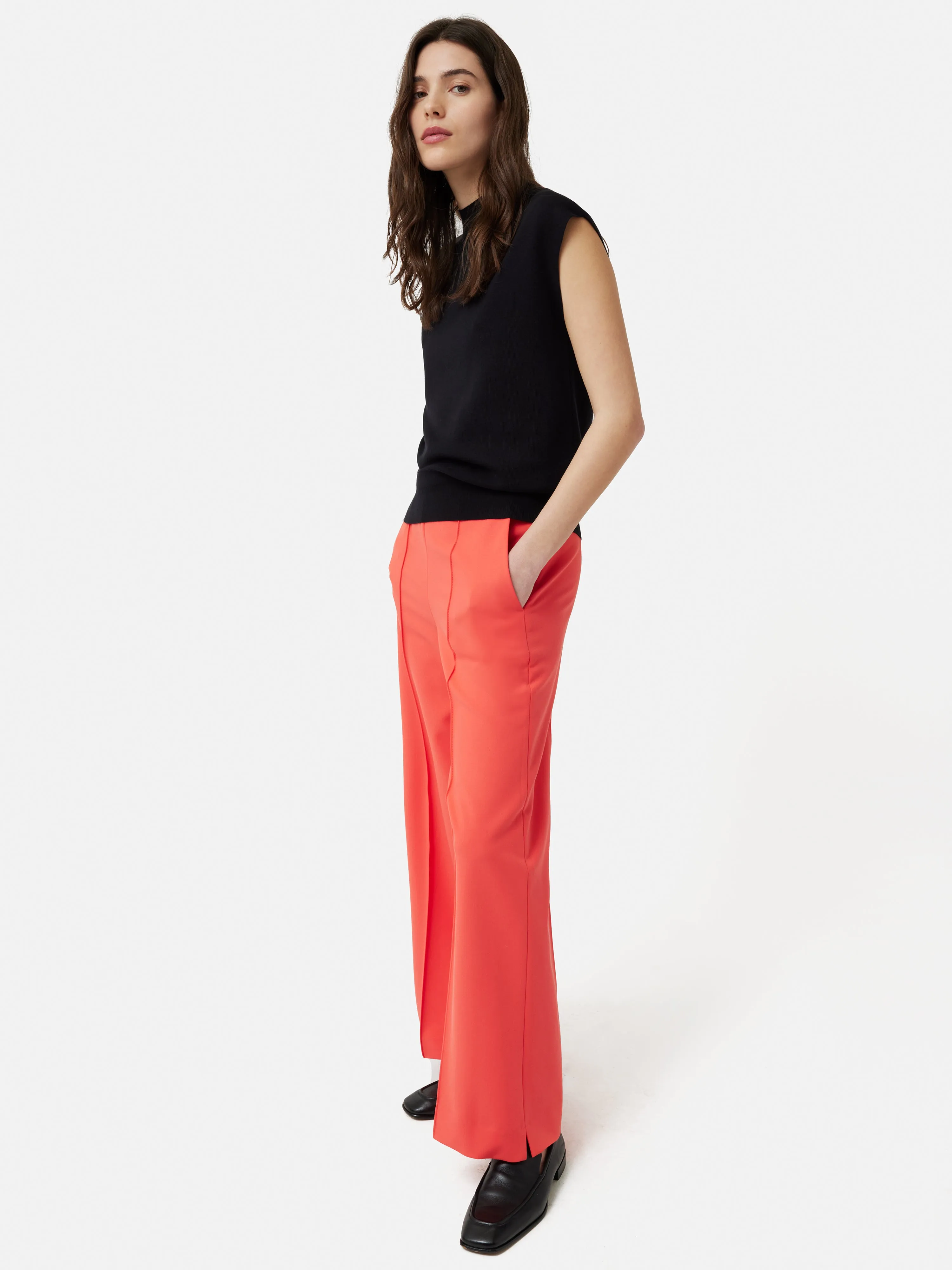 Italian Modern Crepe Sailor Trouser | Coral sold by Jigsaw product image thumbnail 3