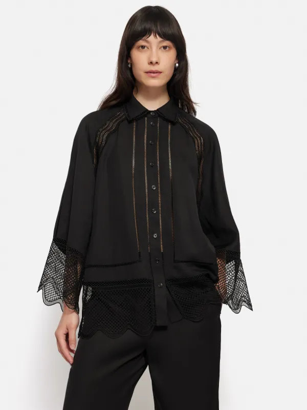 Scallop Trim Shirt | Black sold by Jigsaw