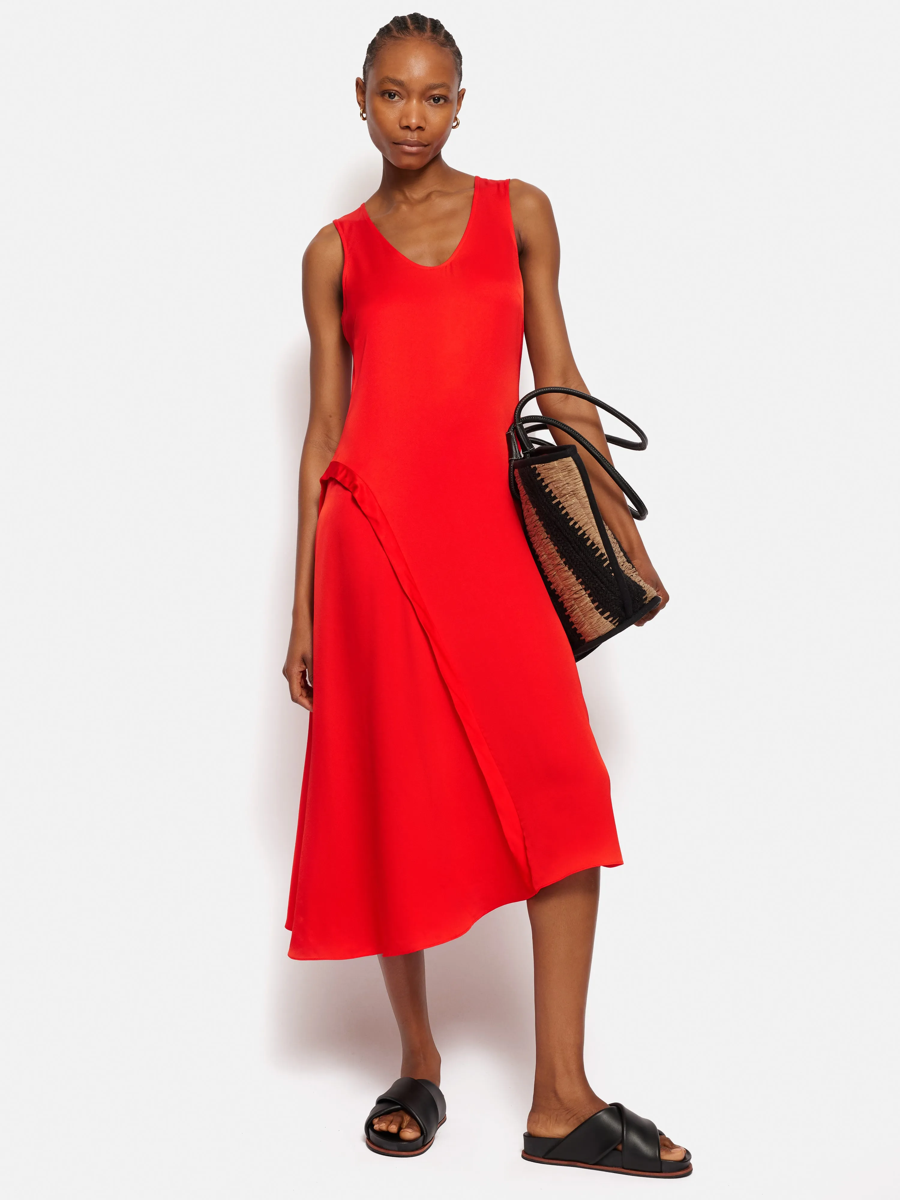 Sleeveless Asymmetric Dress | Red sold by Jigsaw product image thumbnail 5