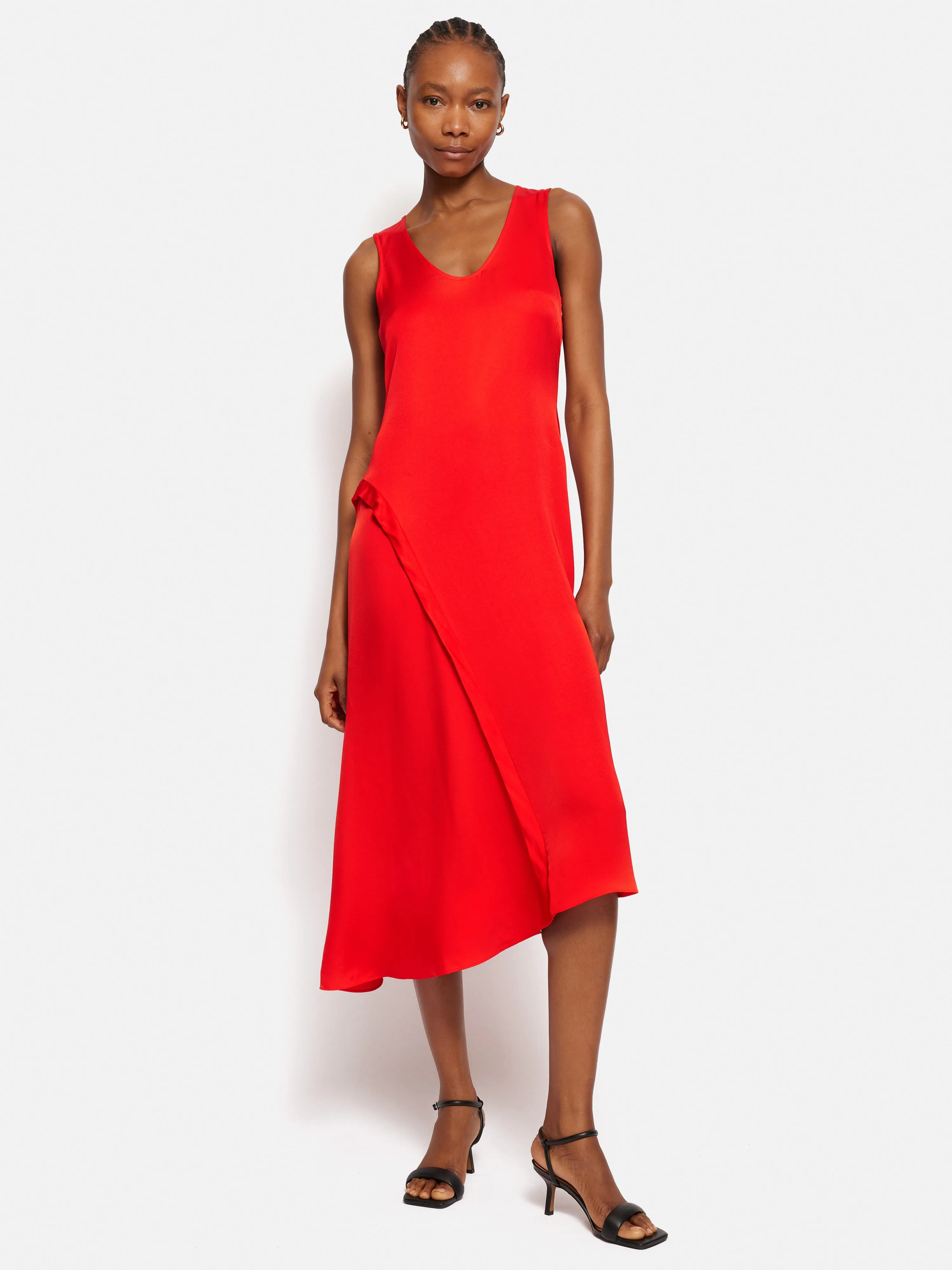 Sleeveless Asymmetric Dress | Red sold by Jigsaw