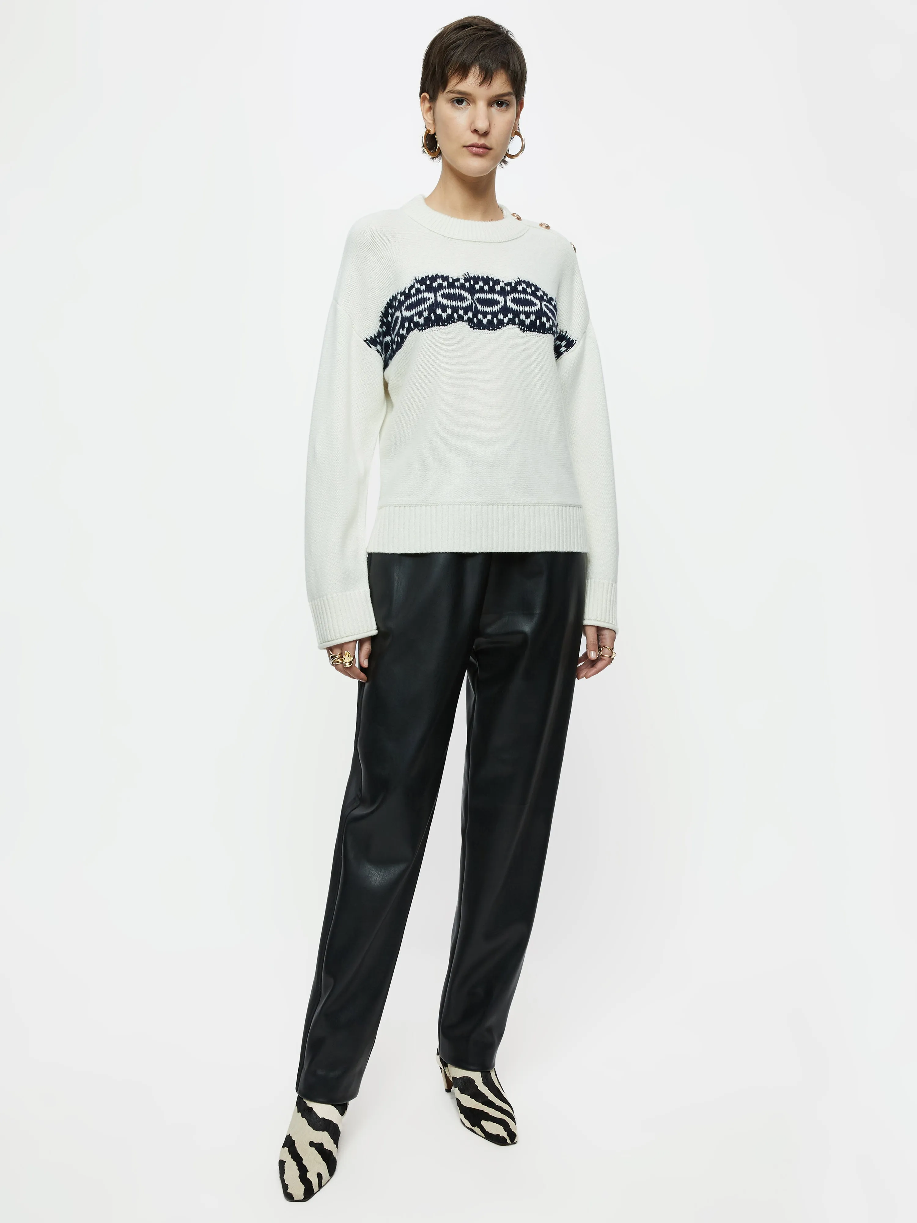 Nautical Button Shoulder Jumper | Cream sold by Jigsaw product image thumbnail 3