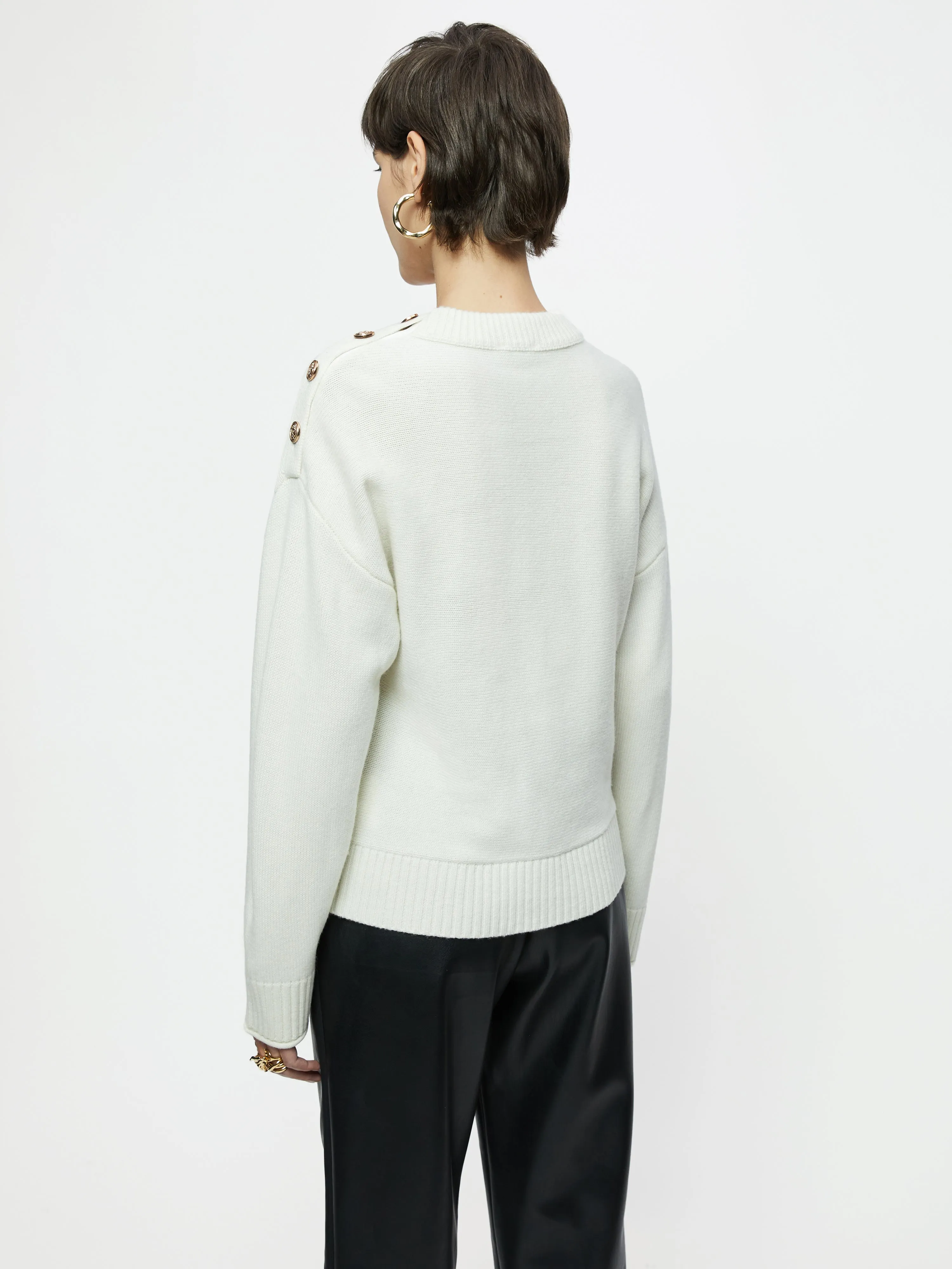 Nautical Button Shoulder Jumper | Cream sold by Jigsaw product image thumbnail 5