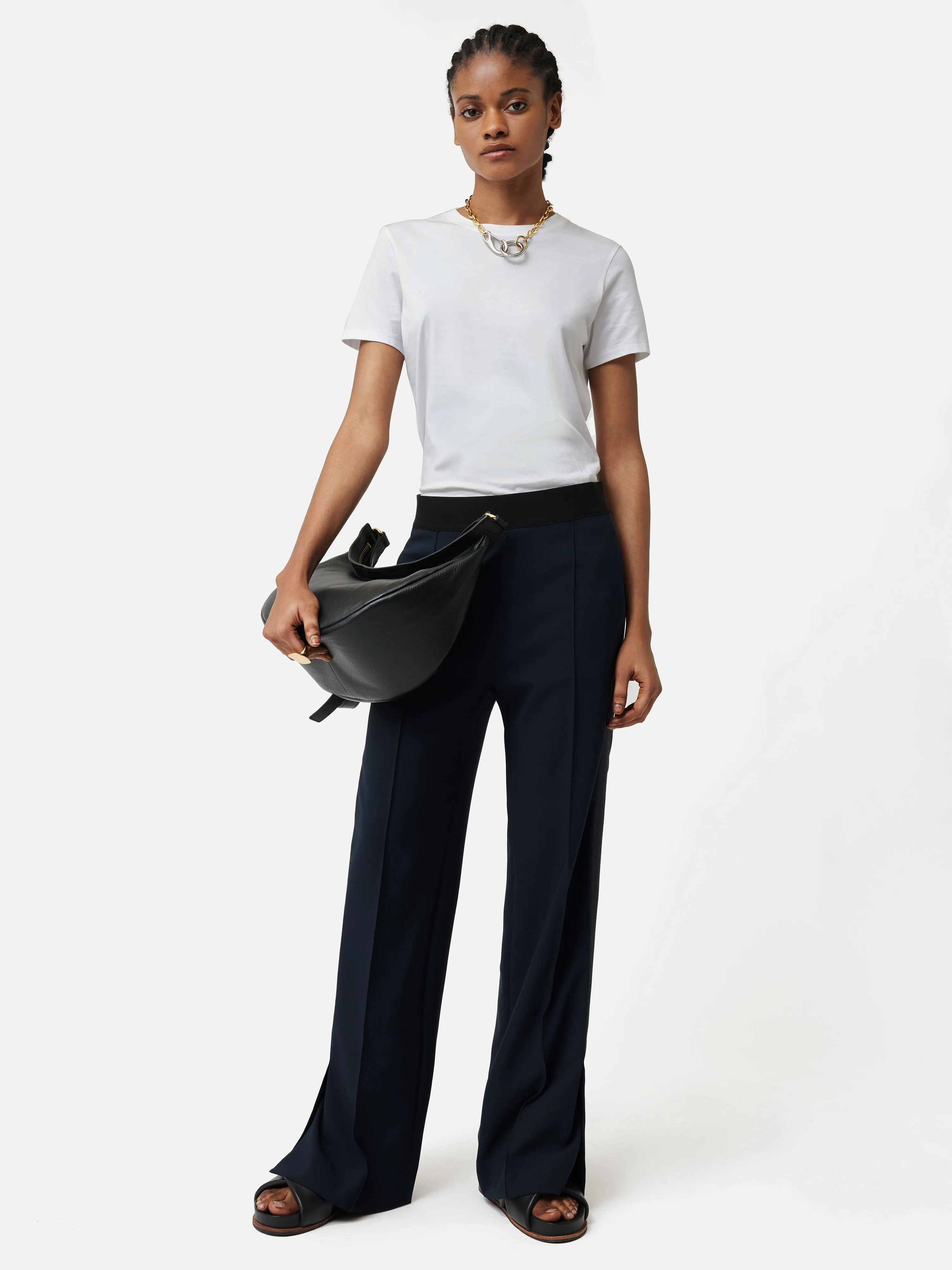 Crepe Split Hem Jogger | Navy sold by Jigsaw product image thumbnail 3