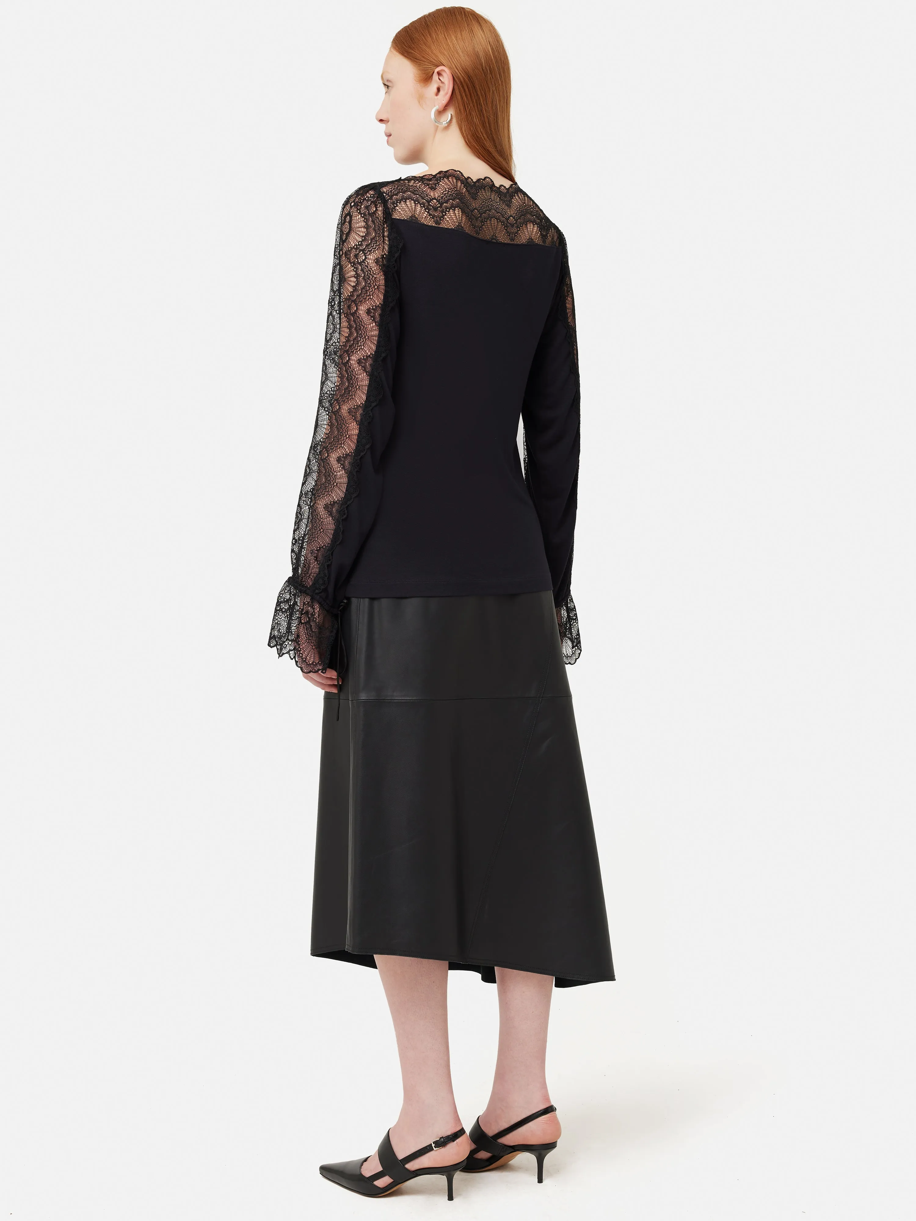 Lace Trim Jersey Blouse | Navy sold by Jigsaw product image thumbnail 4