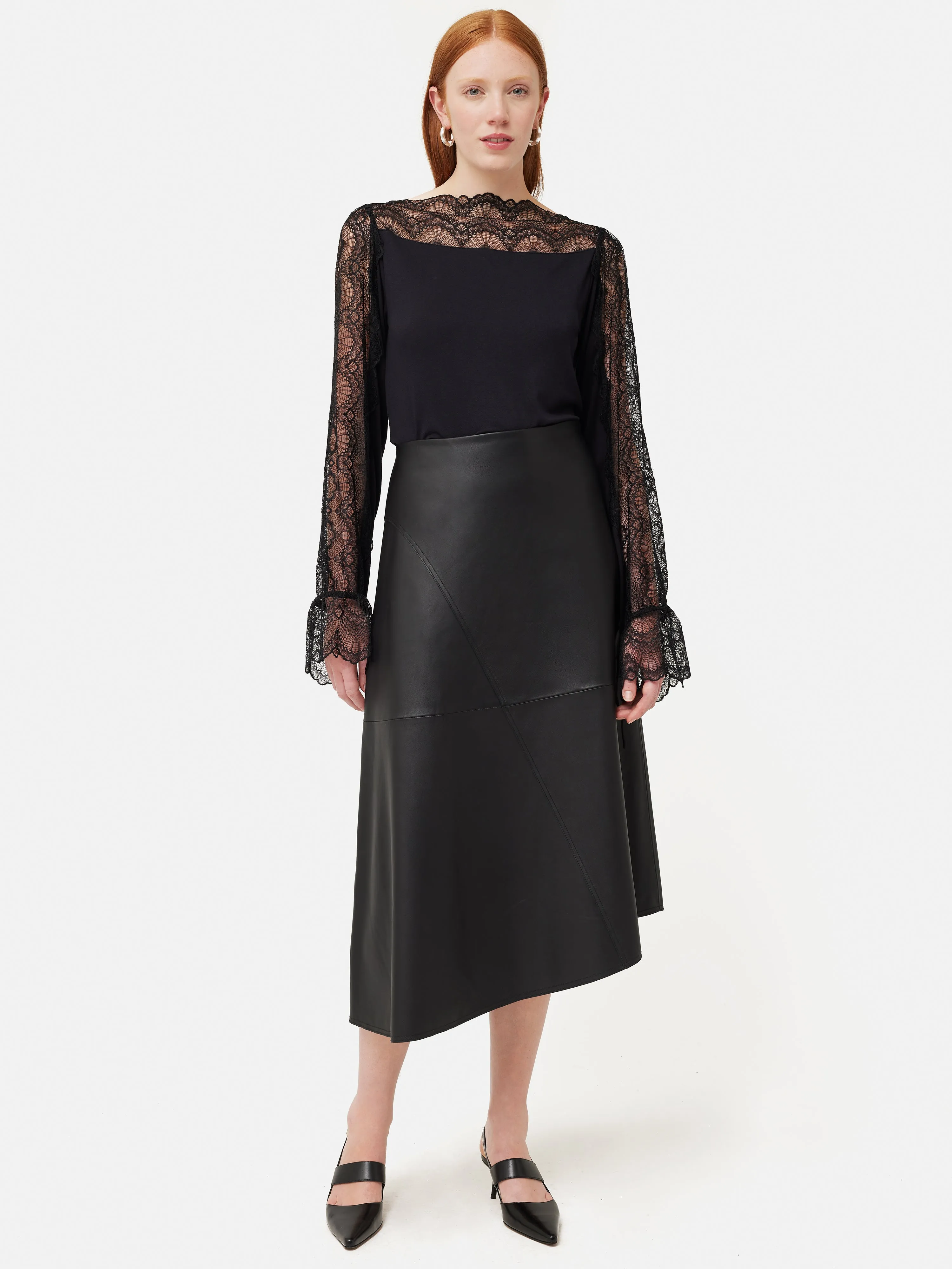 Lace Trim Jersey Blouse | Navy sold by Jigsaw product image thumbnail 3