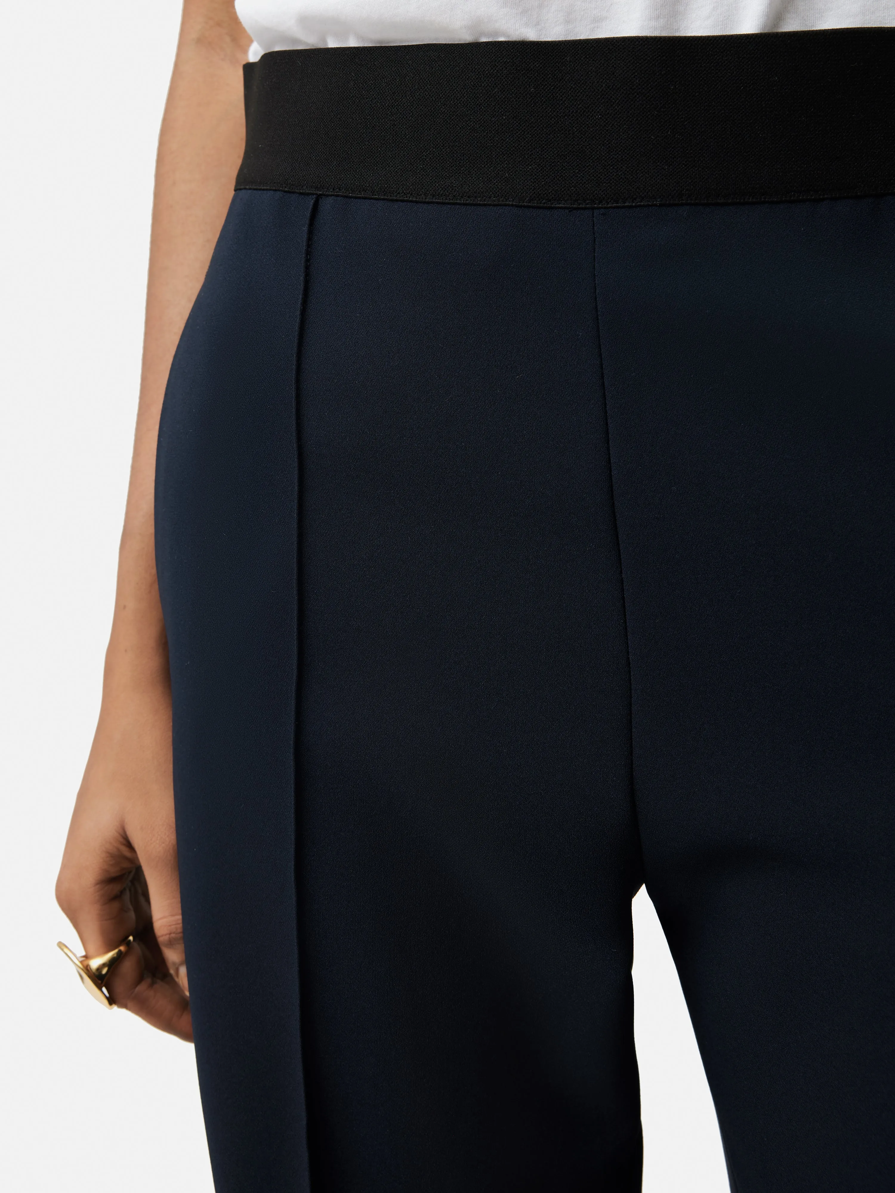 Crepe Split Hem Jogger | Navy sold by Jigsaw product image thumbnail 5